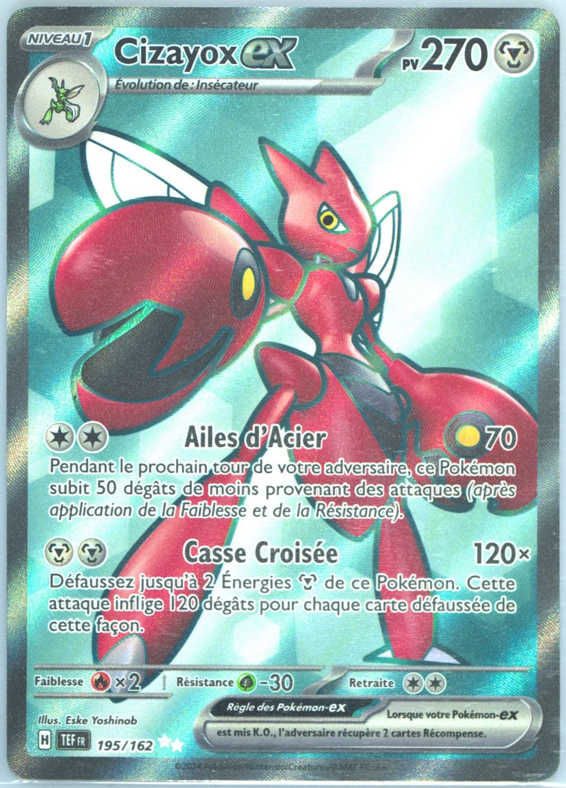 Scizor EX Ultra Rare (195) 2024 Pokemon French Tef FR-Temporal Forces