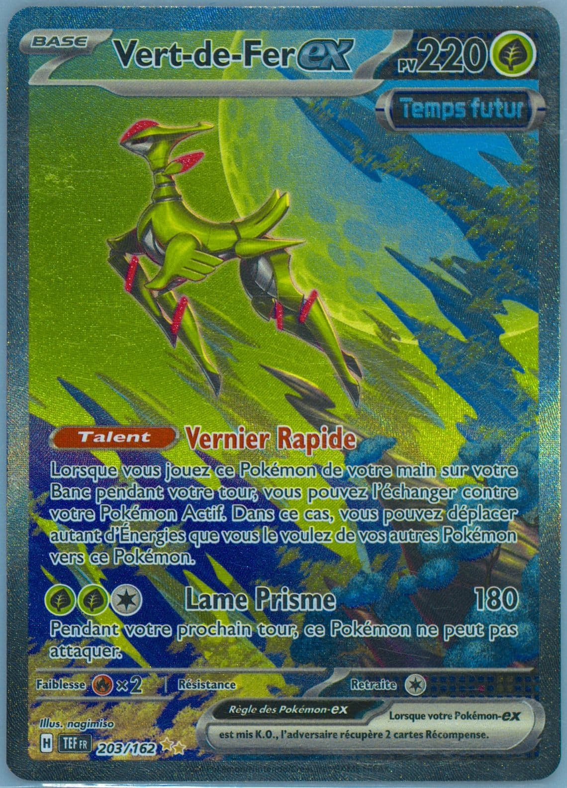 Iron Leaves EX Special Illustration Rare (203) 2024 Pokemon French Tef FR-Temporal Forces