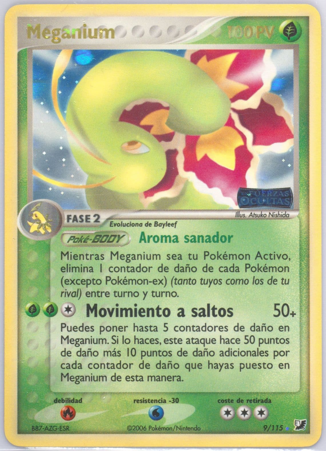 Meganium-Reverse Foil Spanish (9) 2005 Pokemon EX Unseen Forces