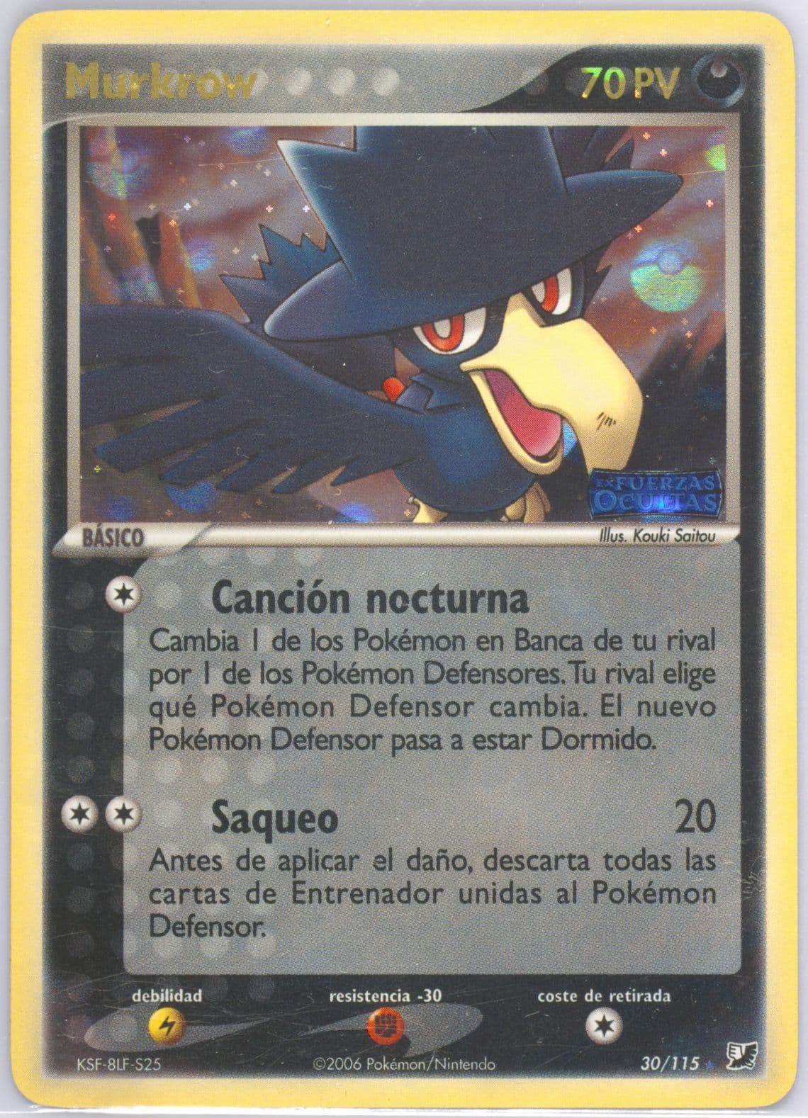 Murkrow-Reverse Foil Spanish (30) 2005 Pokemon EX Unseen Forces