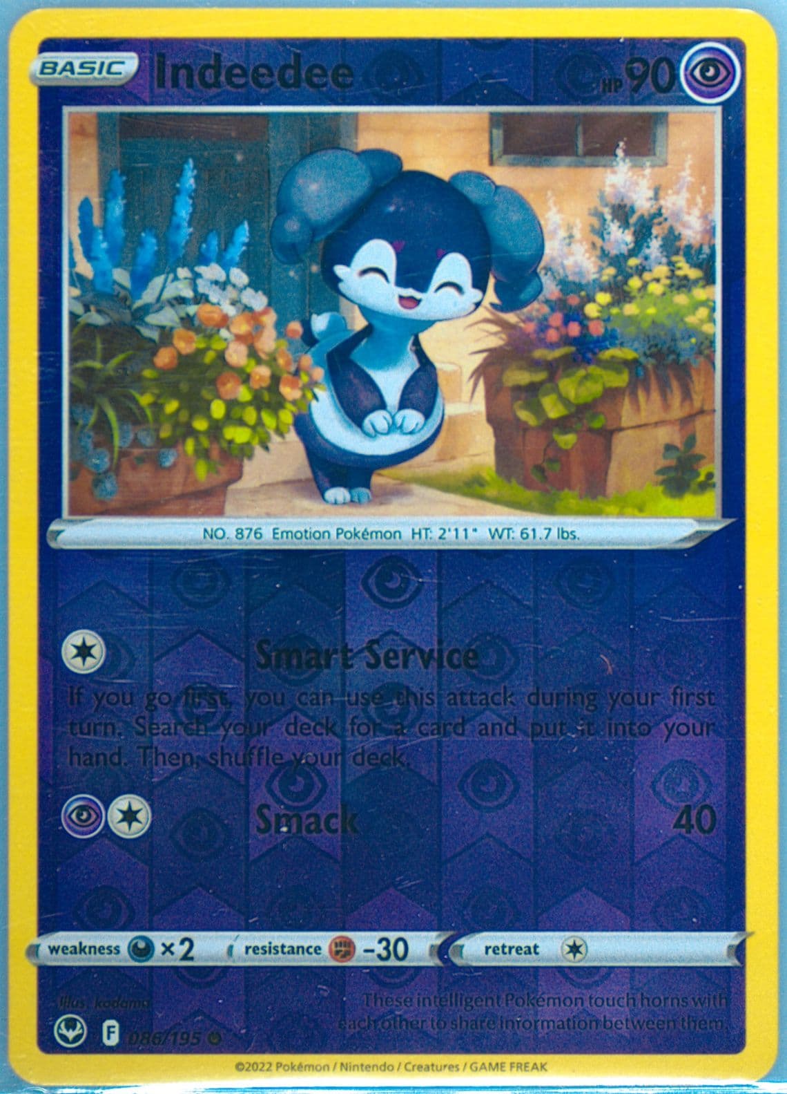Indeedee-Reverse Foil (086) 2022 Pokemon Sword & Shield Silver Tempest