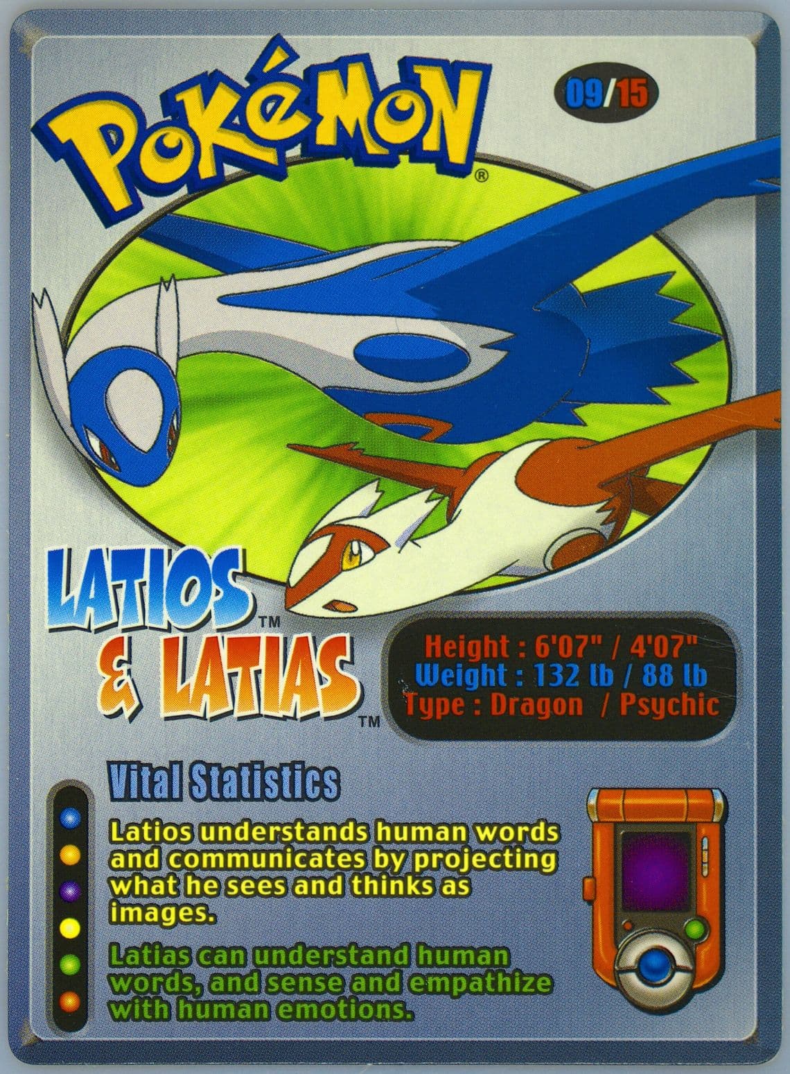 Latios & Latias (9) 2003 Pokemon Wendy's Kids Cards