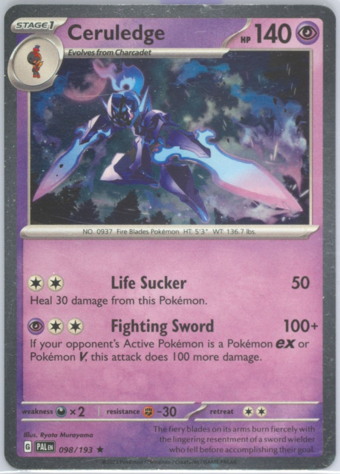 Ceruledge Paradox Rift Single Pack Blister (098) 2023 Pokemon Pal EN-Paldea Evolved