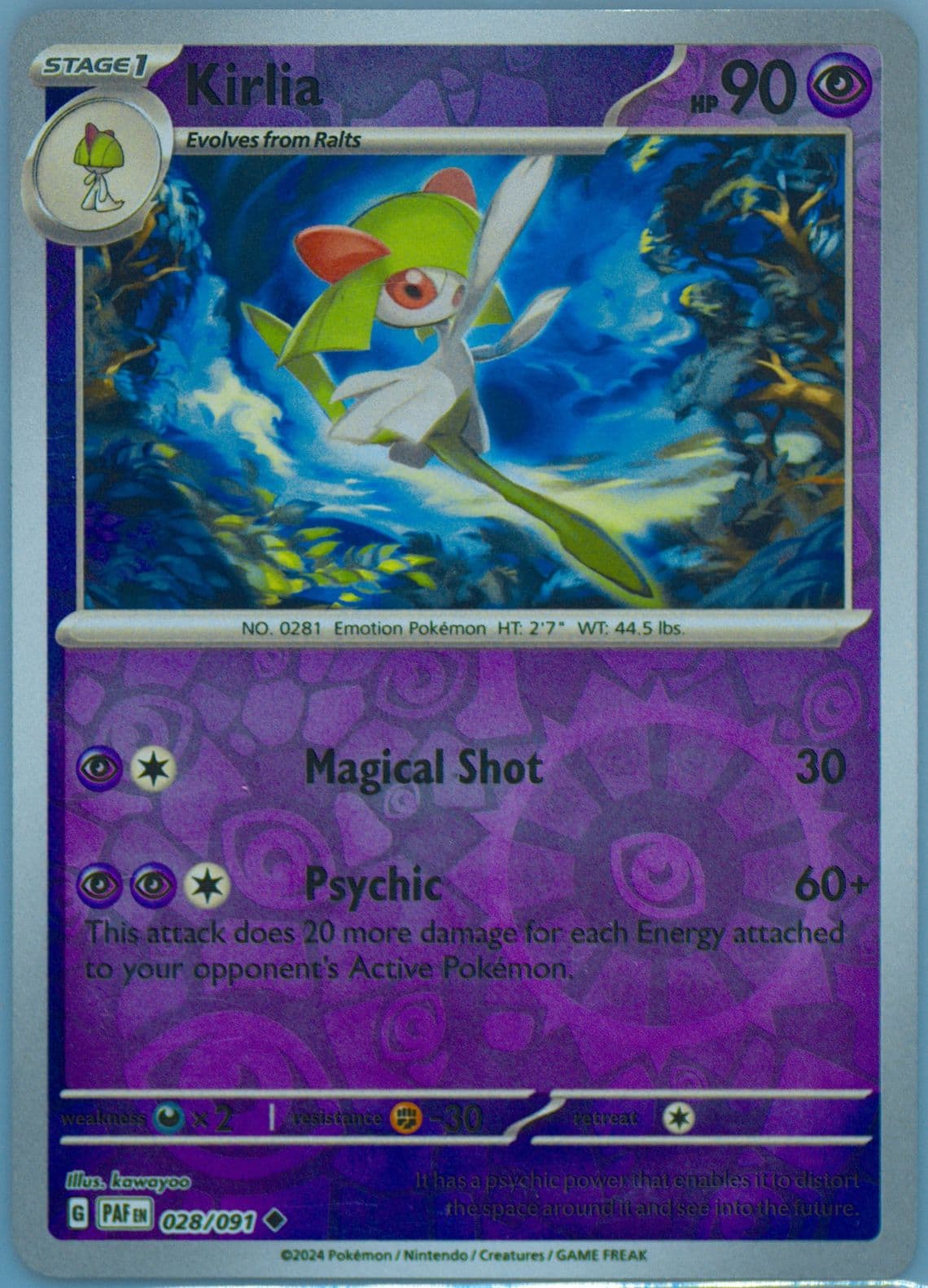 Kirlia Reverse Holo (028) 2024 Pokemon Paf EN-Paldean Fates