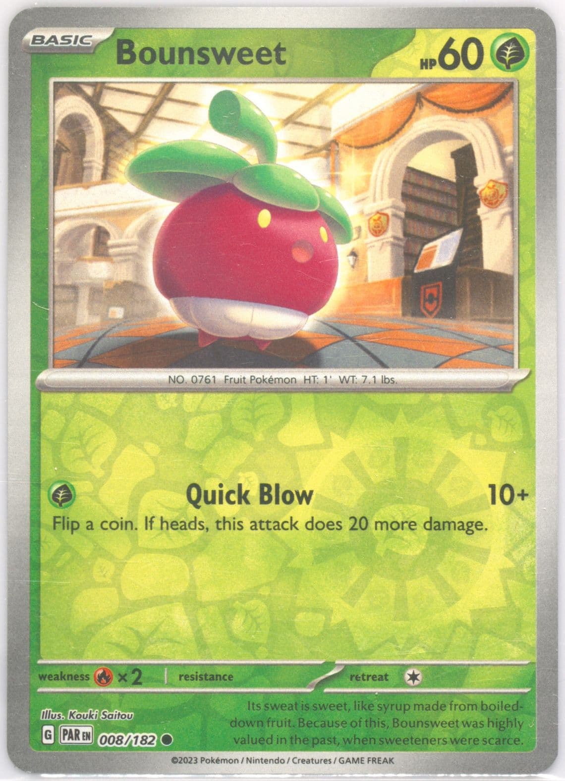 Bounsweet Reverse Holo (008) 2023 Pokemon Par EN-Paradox Rift