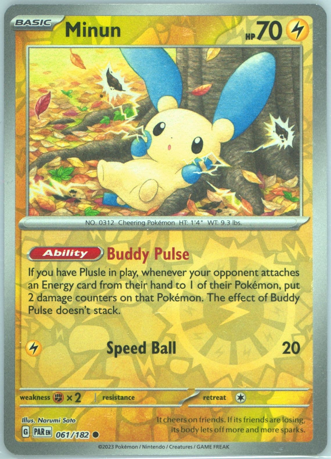 Minun Reverse Holo (061) 2023 Pokemon Par EN-Paradox Rift