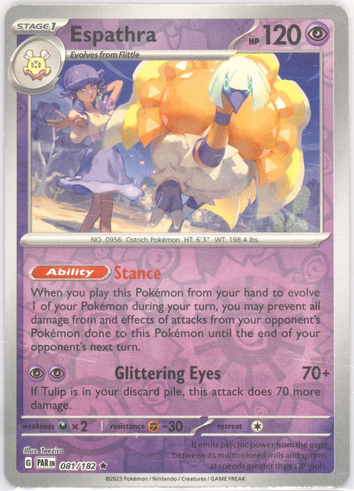 Espathra Reverse Holo (081) 2023 Pokemon Par EN-Paradox Rift