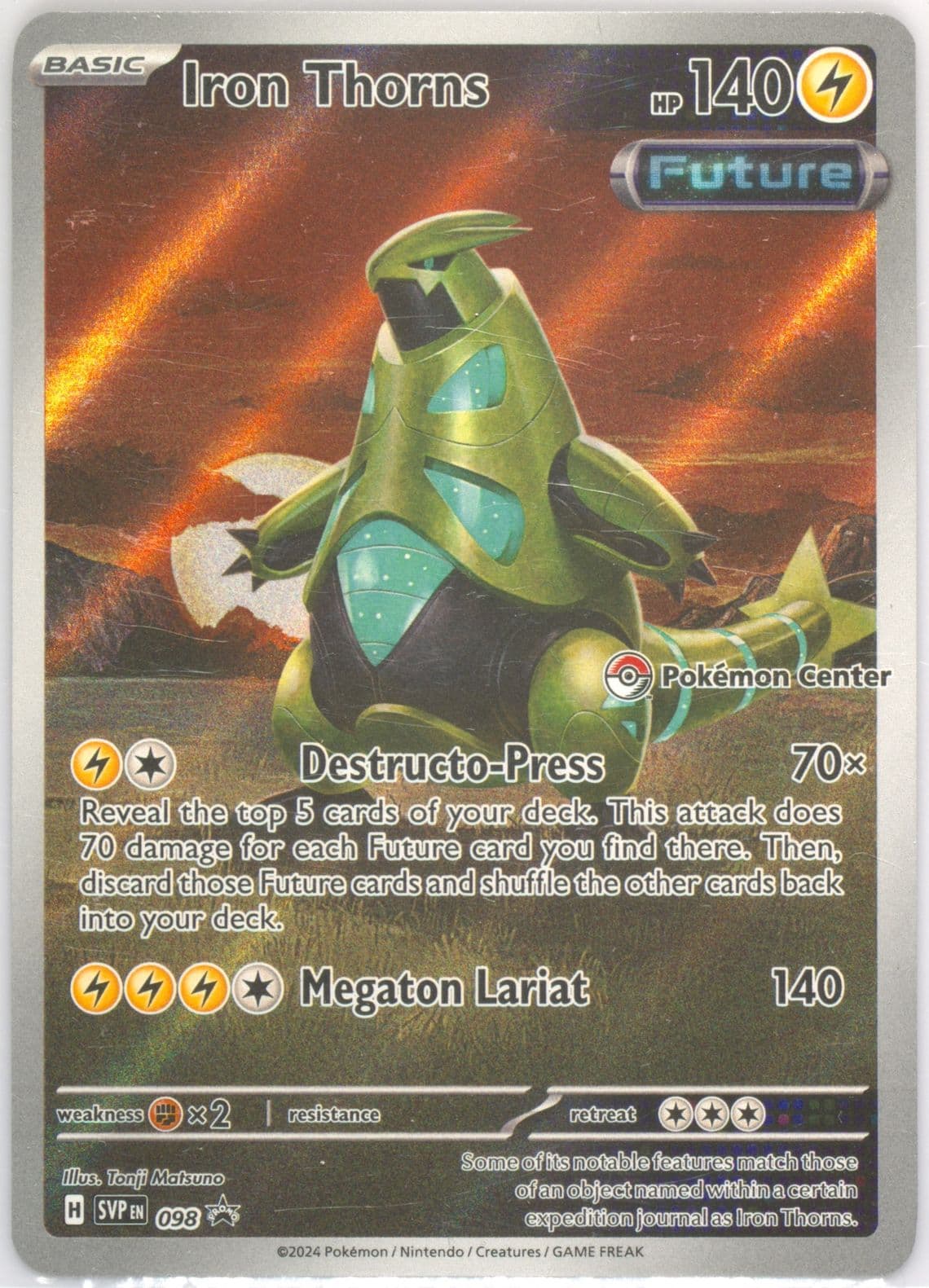 Iron Thorns Temporal Forces Pokemon Center Elite Trainer Box-Iron Leaves (098) 2024 Pokemon Svp EN-SV Black Star Promo