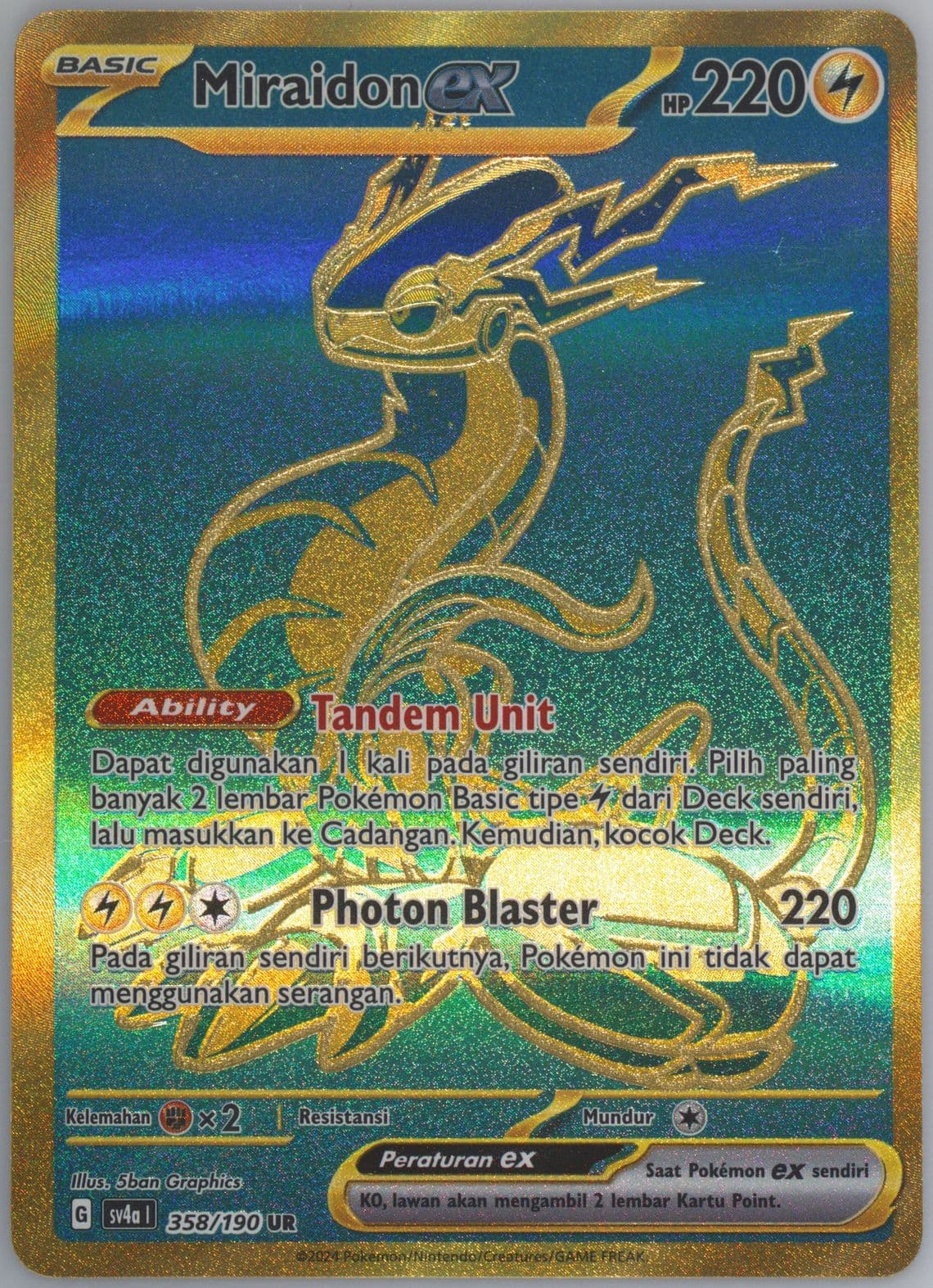 Miraidon EX Ultra Rare (358) 2024 Pokemon Indonesian Sv4a I-Shiny Treasure EX