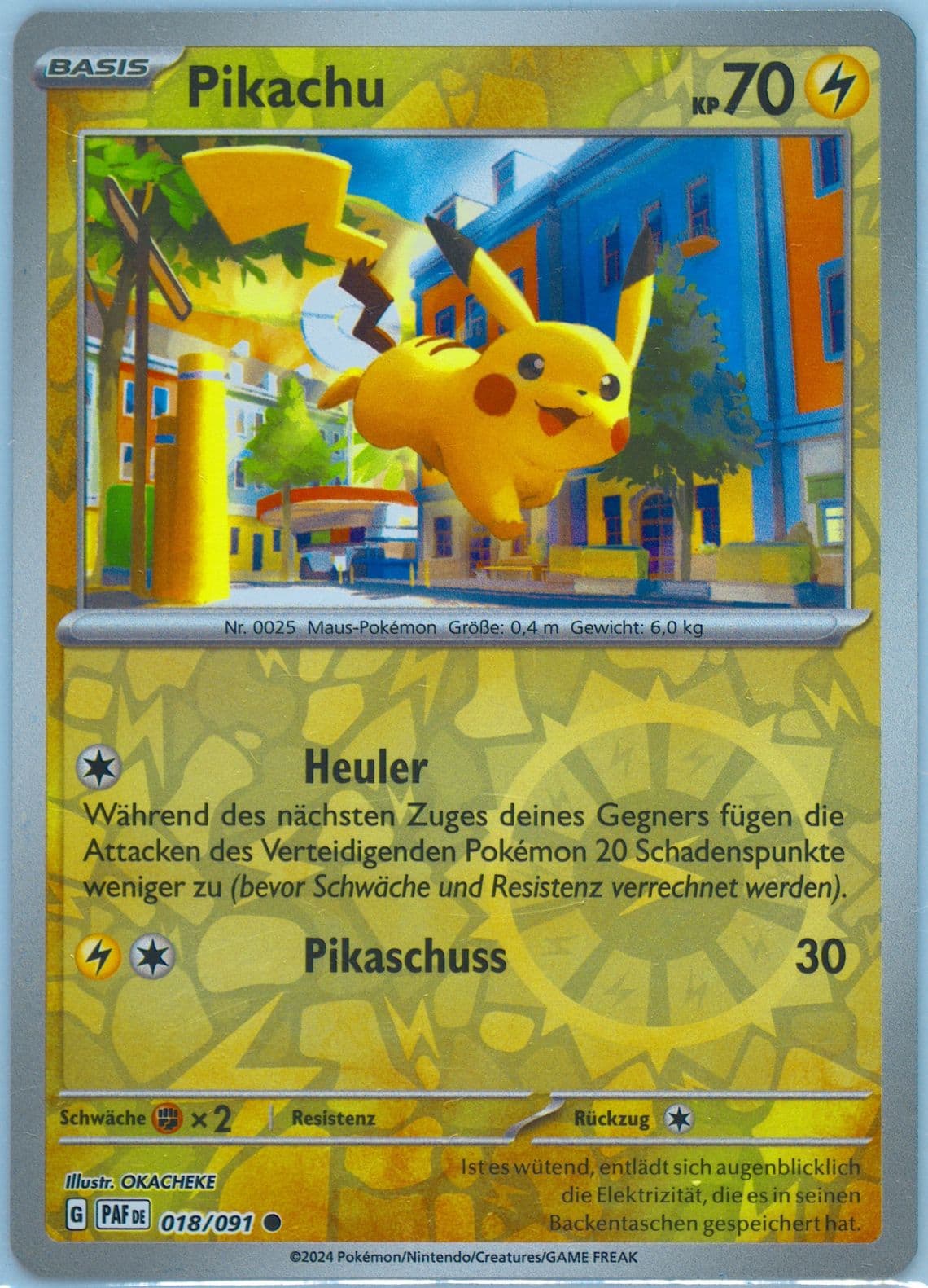 Pikachu Reverse Holo (018) 2024 Pokemon German Paf de-Paldean Fates