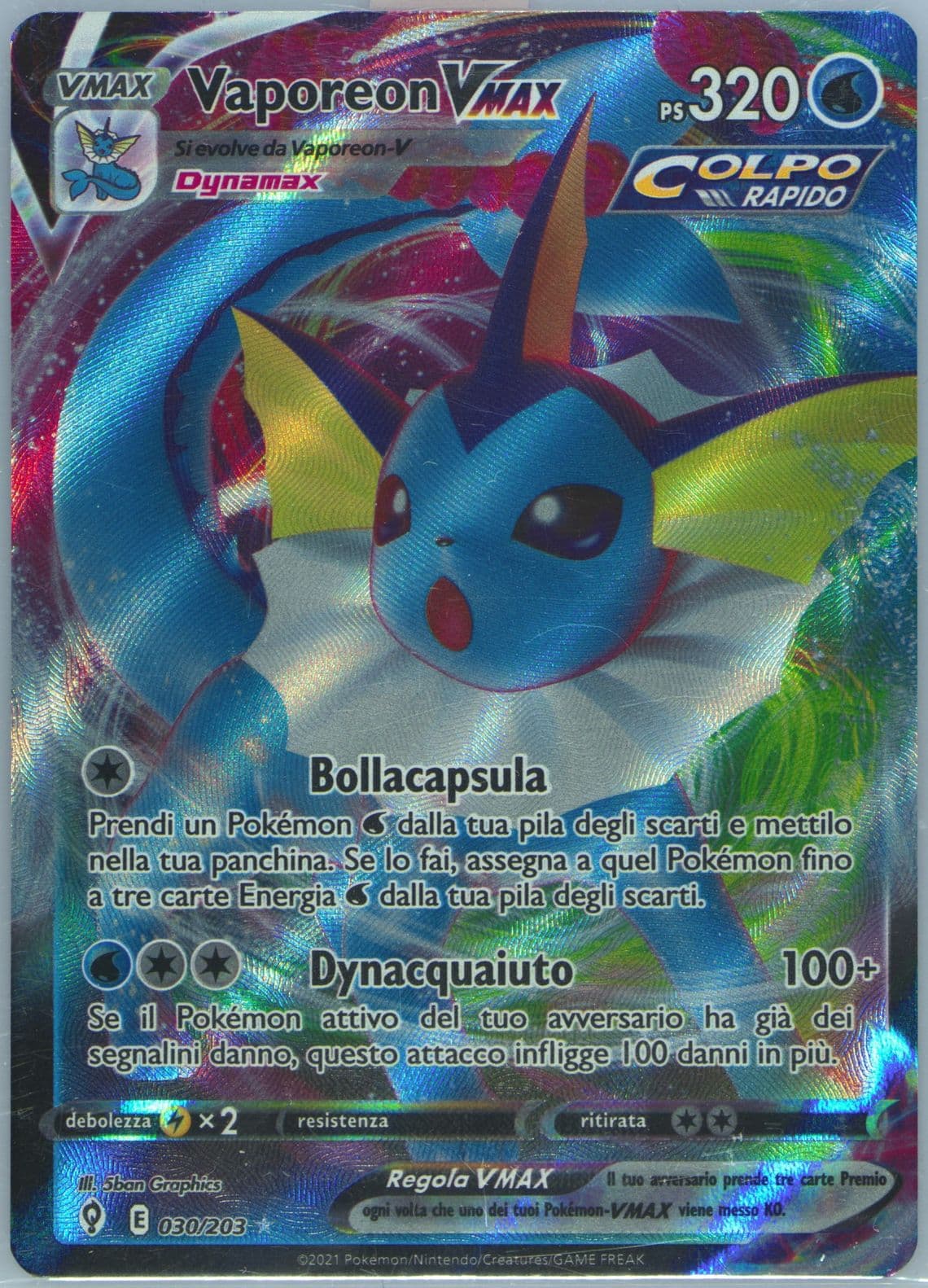 Full Art/Vaporeon Vmax Italian (030) 2021 Pokemon Sword & Shield Evolving Skies