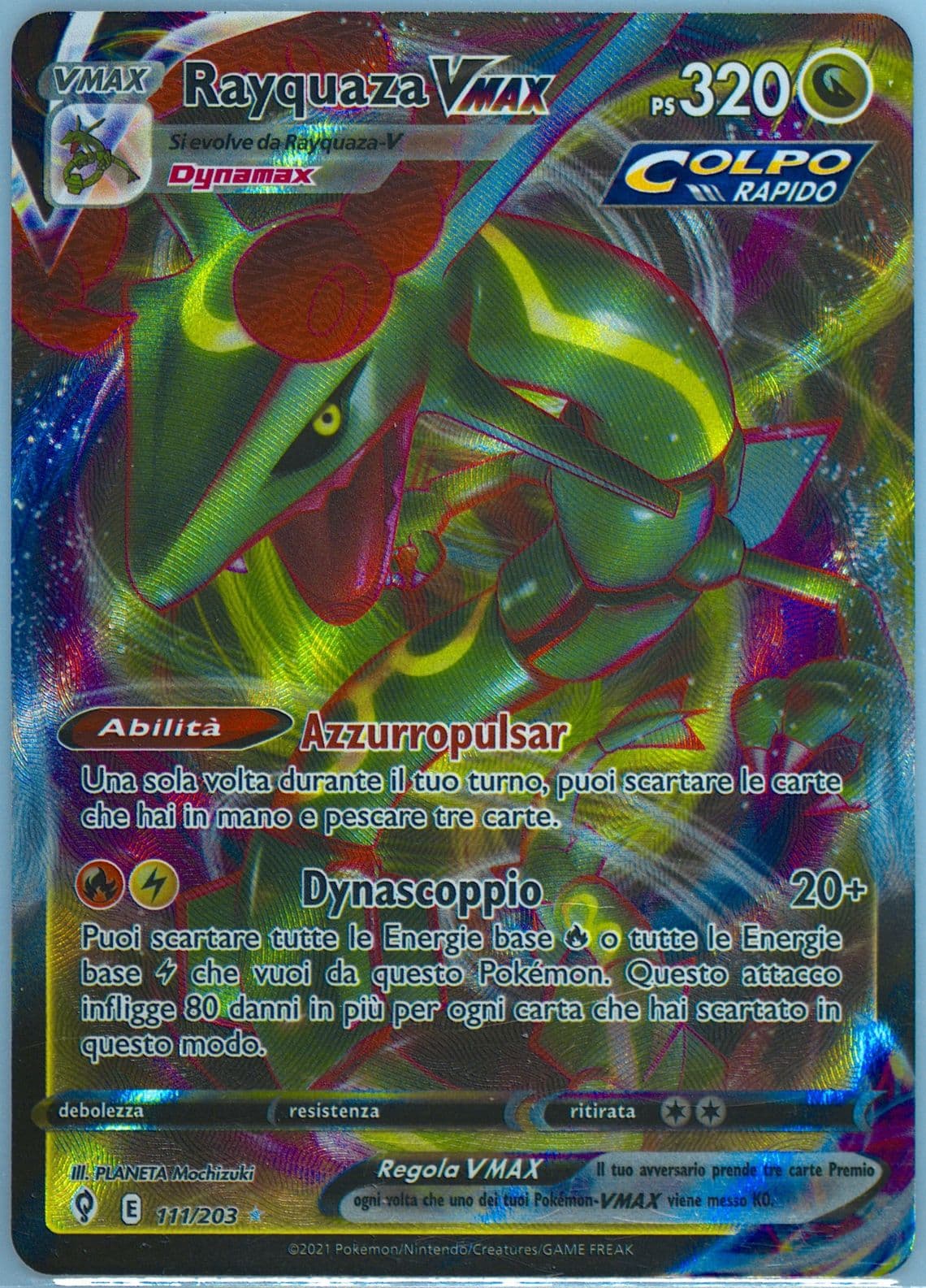 Full Art/Rayquaza Vmax Italian (111) 2021 Pokemon Sword & Shield Evolving Skies