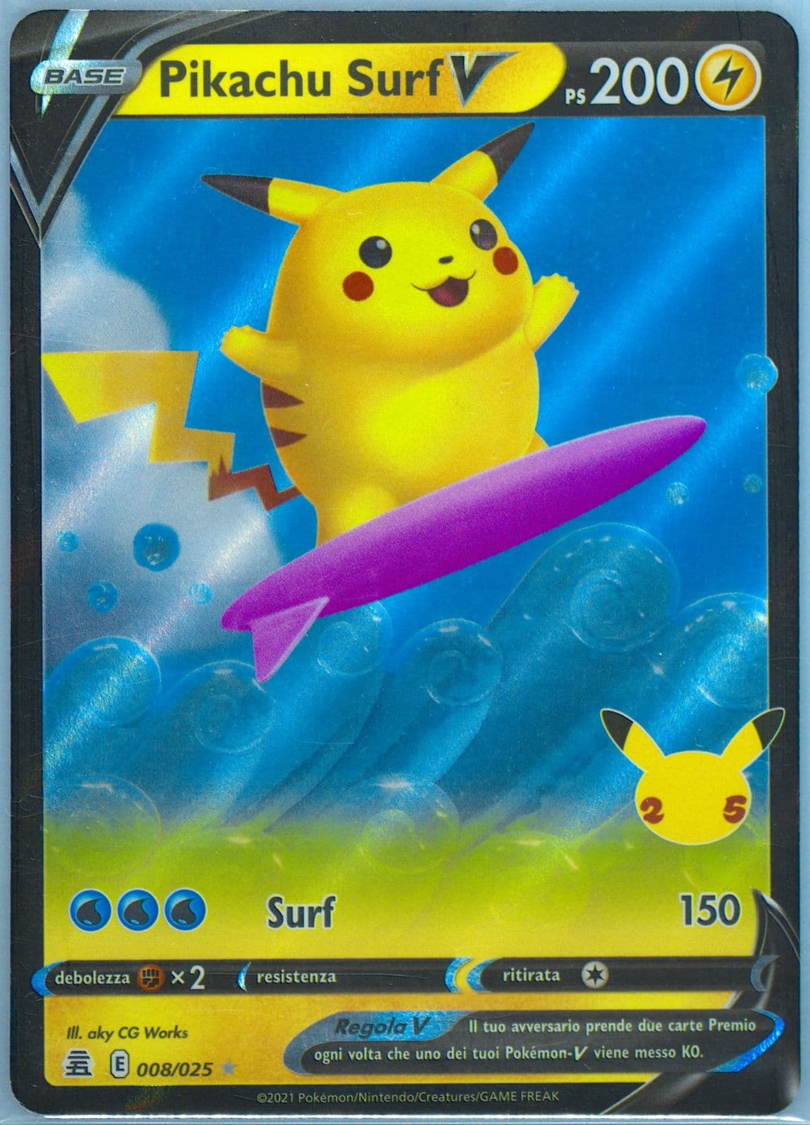 Pikachu Surf V Italian (008) 2021 Pokemon Celebrations