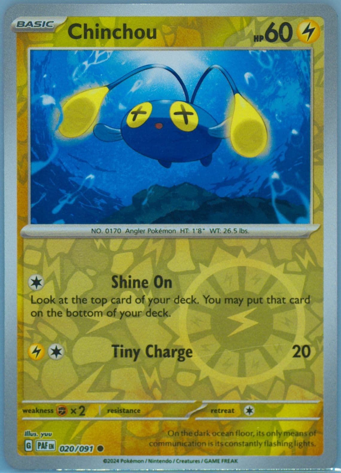 Chinchou Reverse Holo (020) 2024 Pokemon Paf EN-Paldean Fates