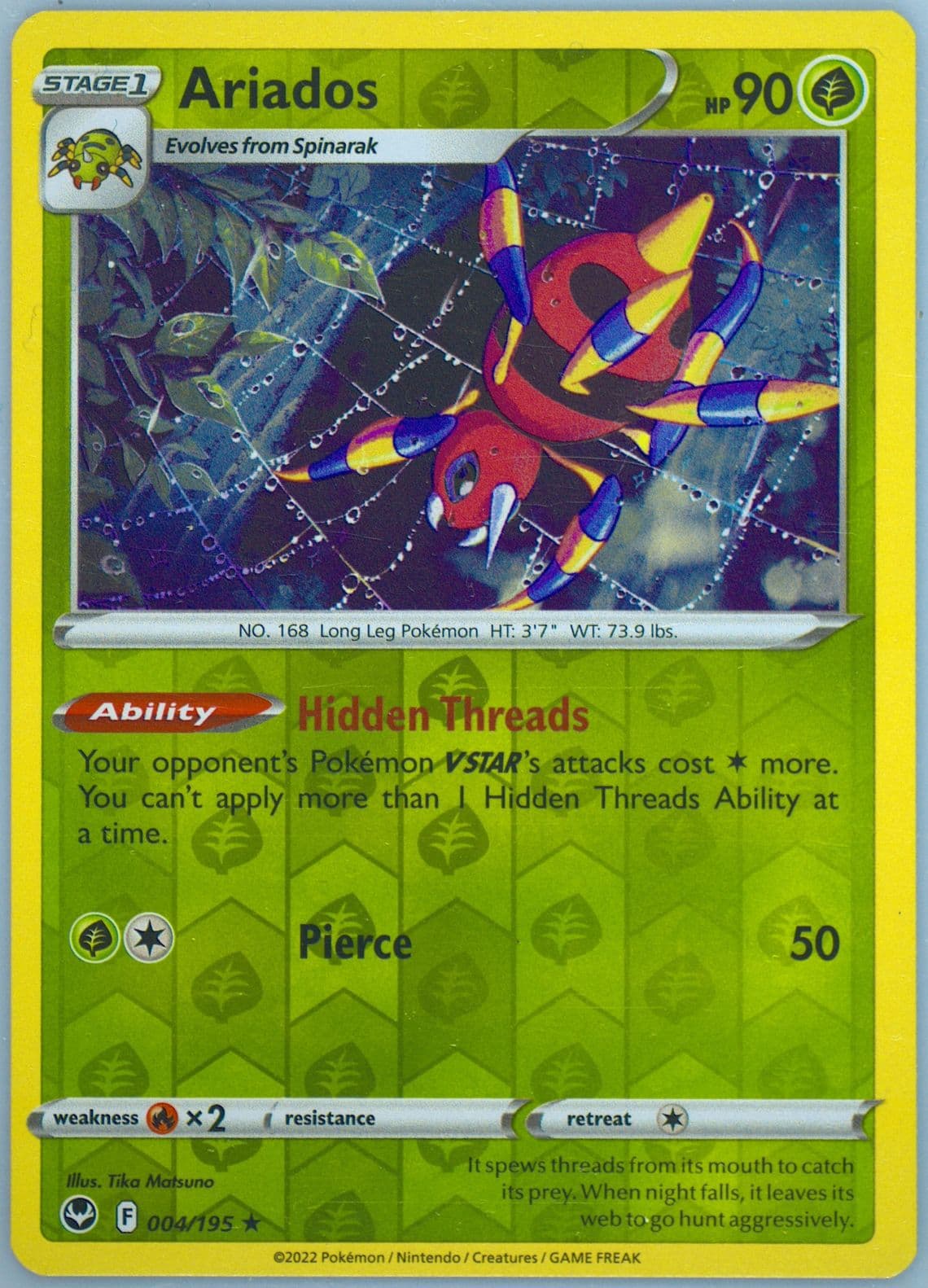 Ariados-Reverse Foil (004) 2022 Pokemon Sword & Shield Silver Tempest