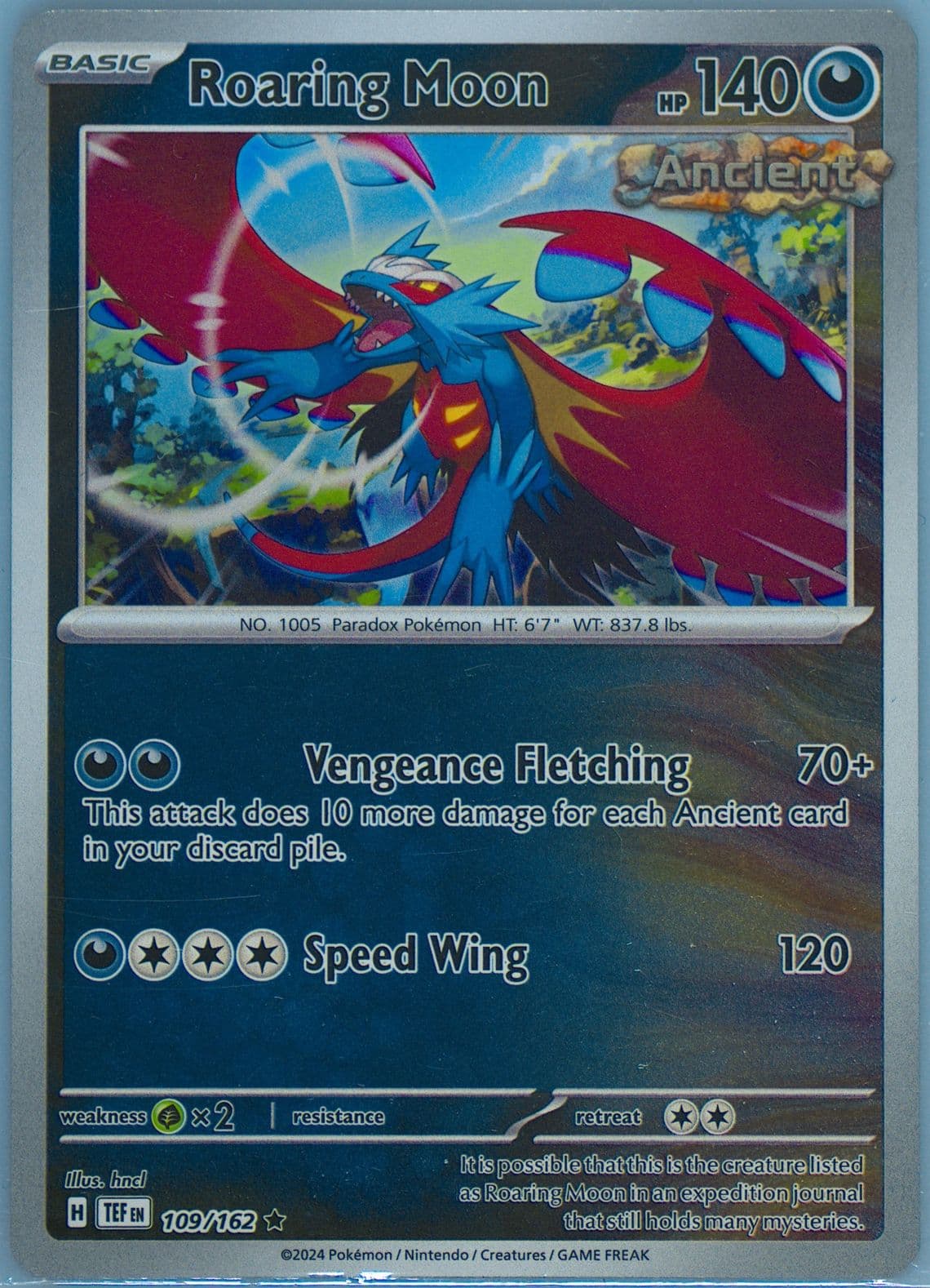 Roaring Moon Reverse Holo (109) 2024 Pokemon Tef EN-Temporal Forces