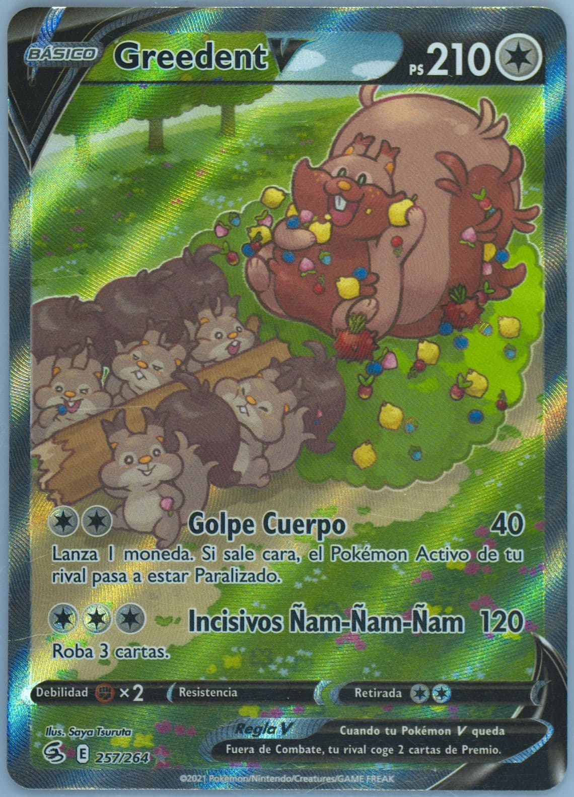 Full Art/Greedent V Spanish (257) 2021 Pokemon Sword & Shield Fusion Strike
