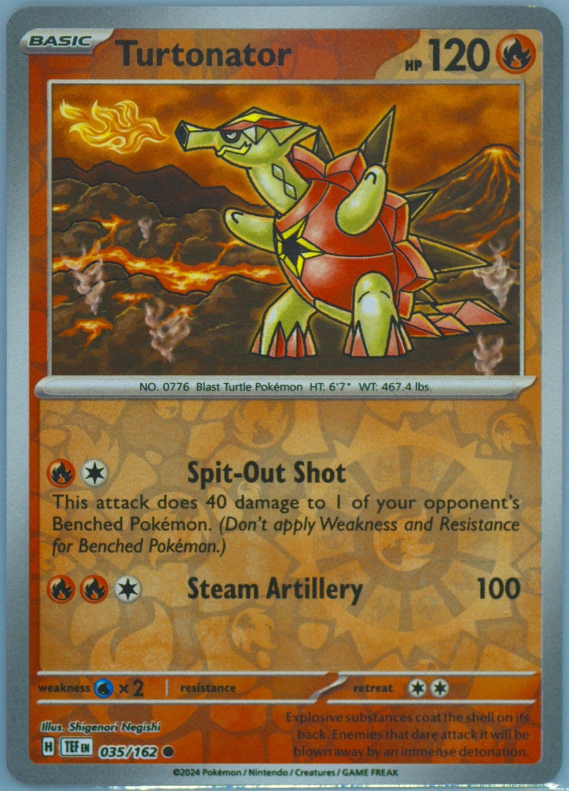 Turtonator Reverse Holo (035) 2024 Pokemon Tef EN-Temporal Forces