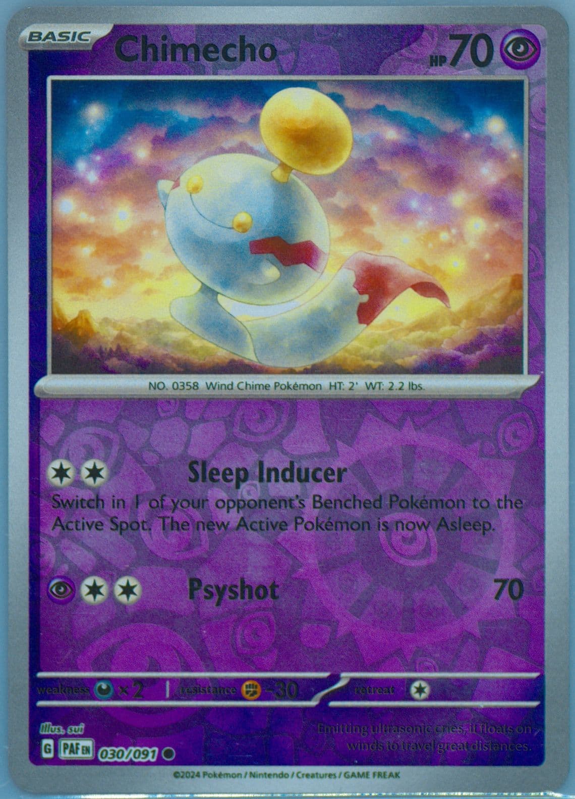 Chimecho Reverse Holo (030) 2024 Pokemon Paf EN-Paldean Fates