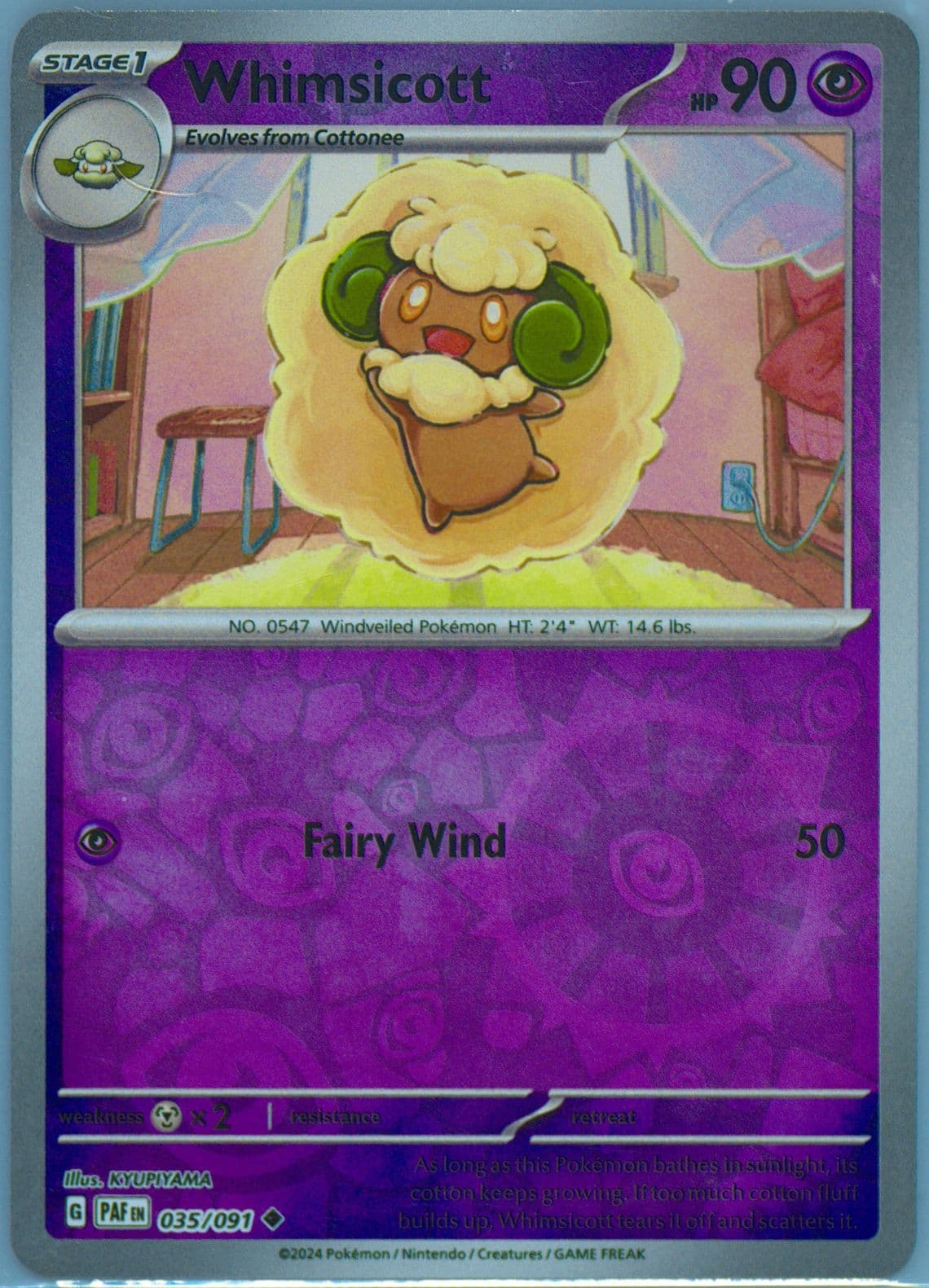 Whimsicott Reverse Holo (035) 2024 Pokemon Paf EN-Paldean Fates