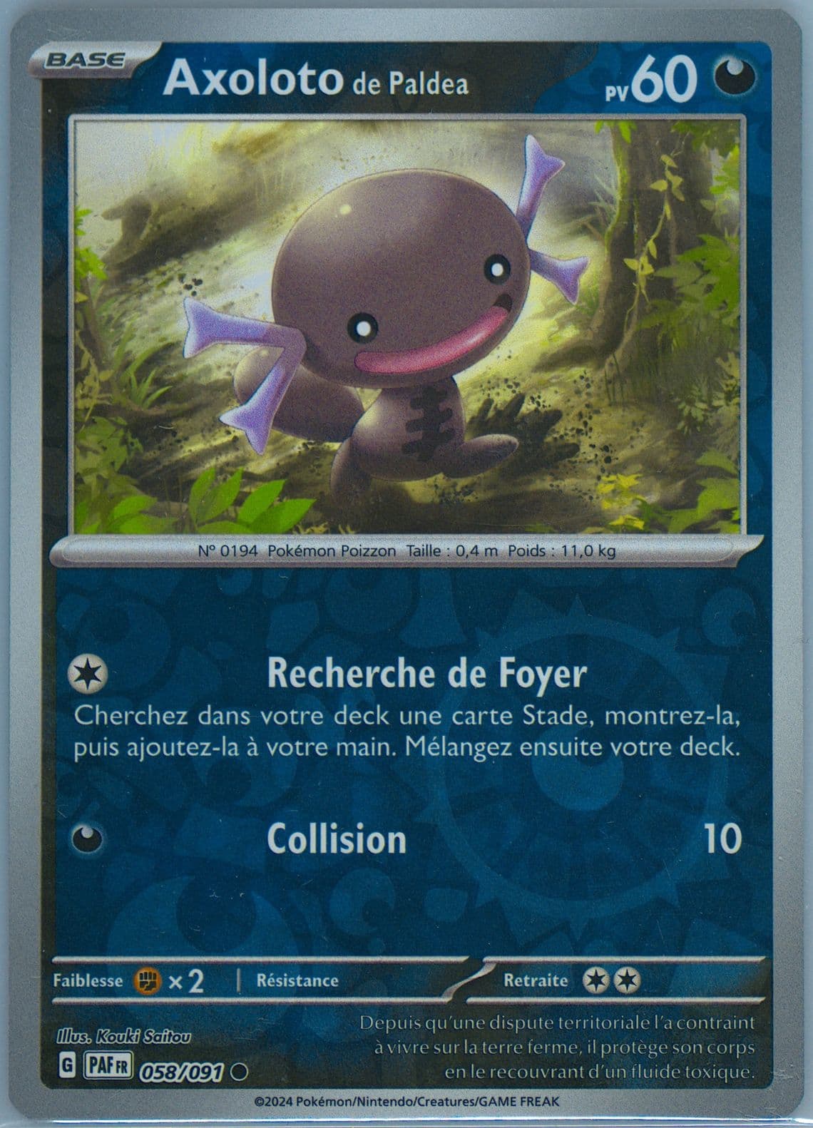 Paldean Wooper Reverse Holo (058) 2024 Pokemon French Paf FR-Paldean Fates