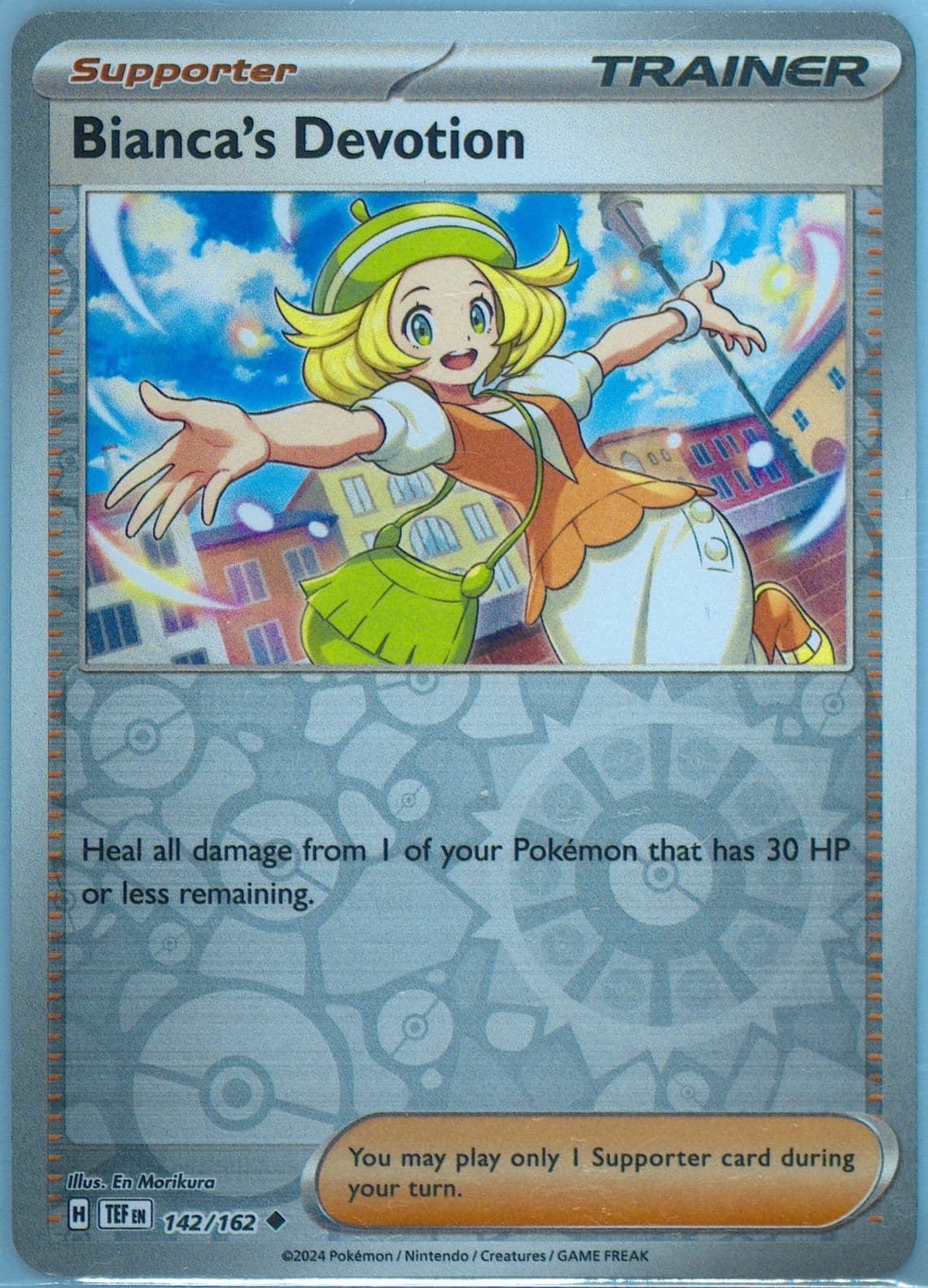Bianca's Devotion Reverse Holo (142) 2024 Pokemon Tef EN-Temporal Forces