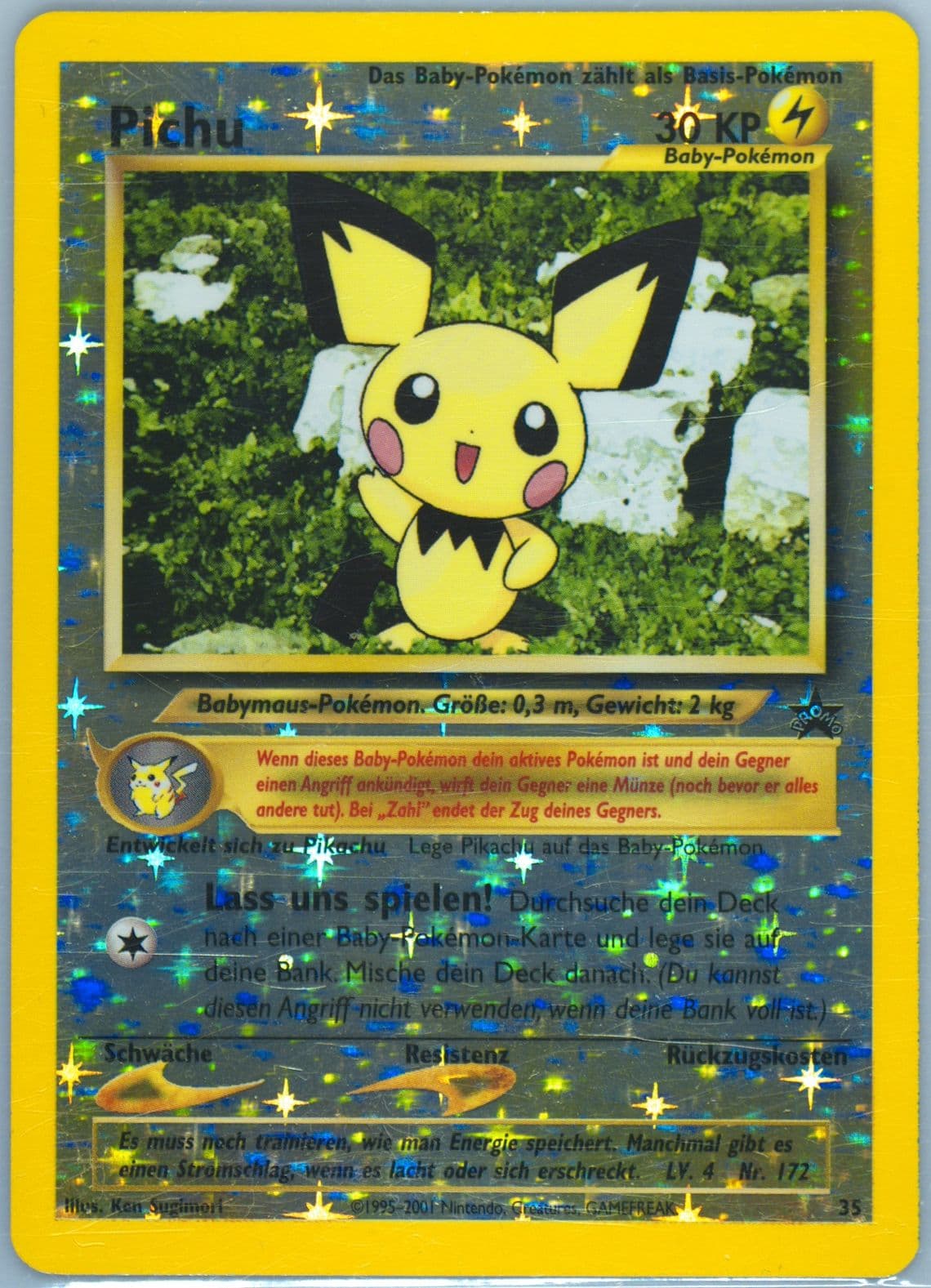 Pichu-Reverse Foil Pokemon League-German (35) 2001 Pokemon Promo Black Star