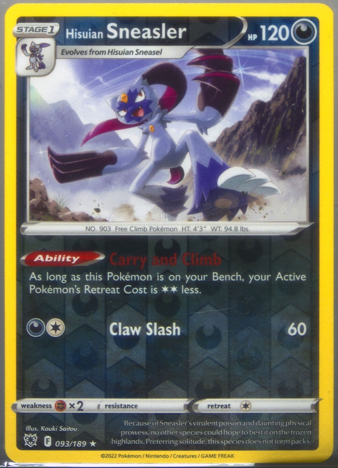 Hisuian Sneasler-Reverse Foil (093) 2022 Pokemon Sword & Shield Astral Radiance