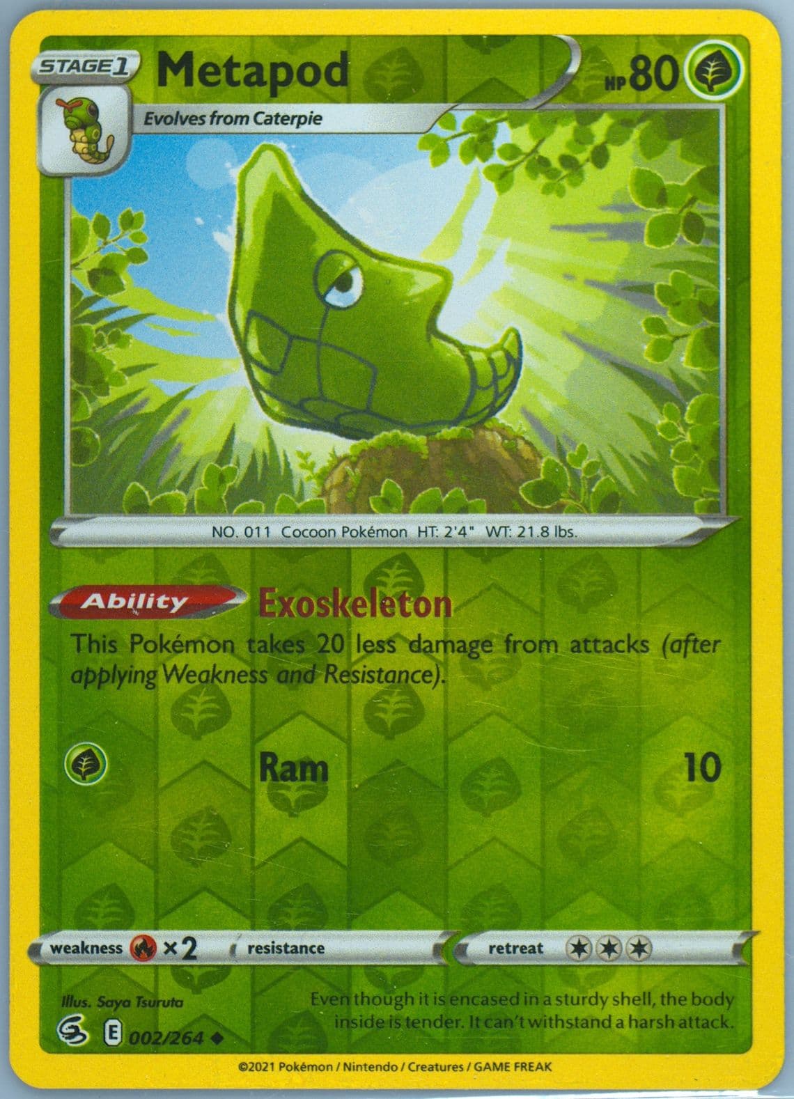 Metapod-Reverse Foil (002) 2021 Pokemon Sword & Shield Fusion Strike