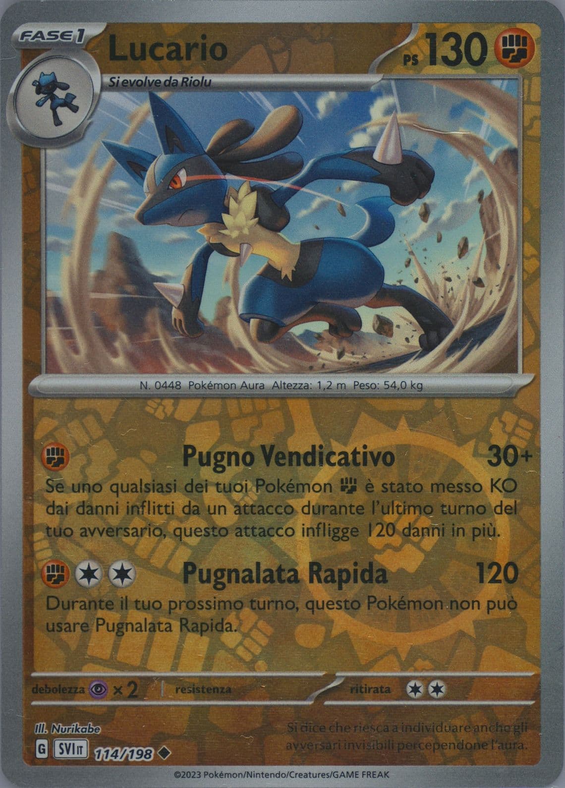 Lucario Reverse Holo (114) 2023 Pokemon Italian Svi It-Scarlet & Violet