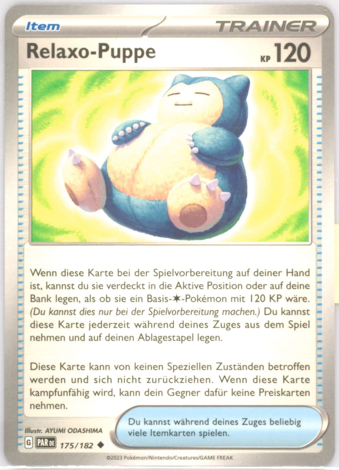 Snorlax Doll (175) 2023 Pokemon German Par de-Paradox Rift