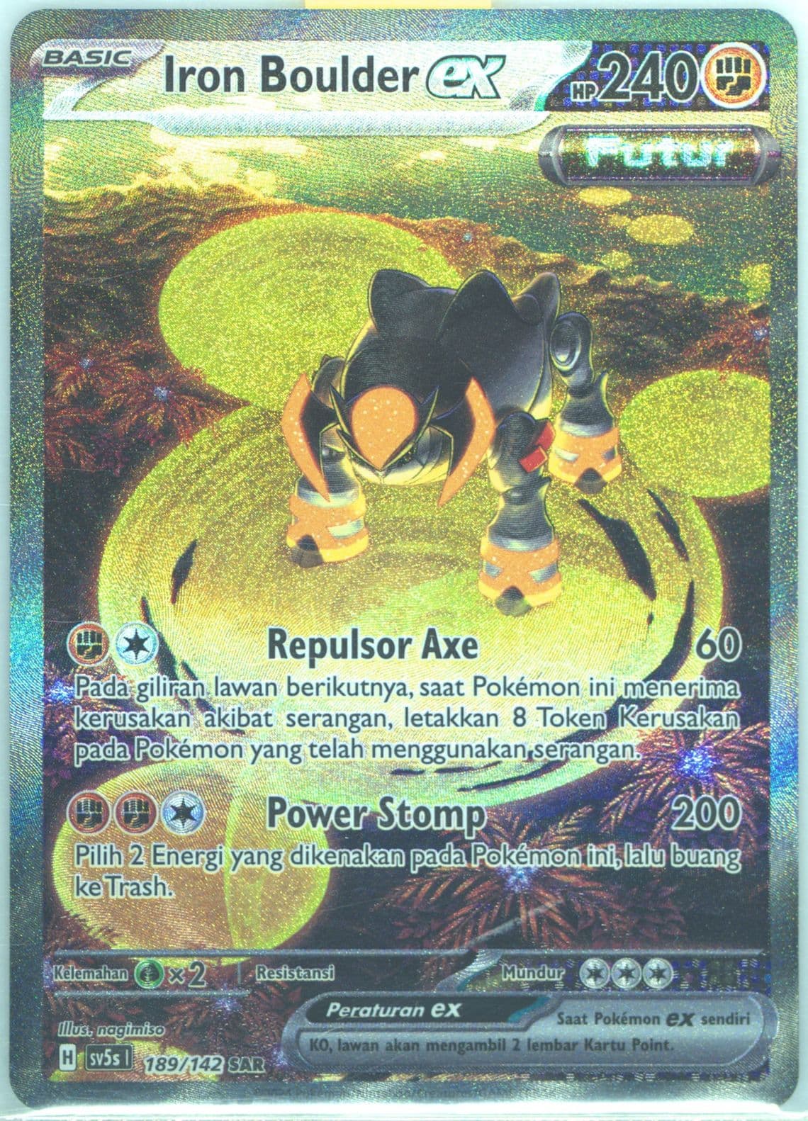 Iron Boulder EX Special Art Rare (189) 2024 Pokemon Indonesian Sv5s I-Ace Paradox
