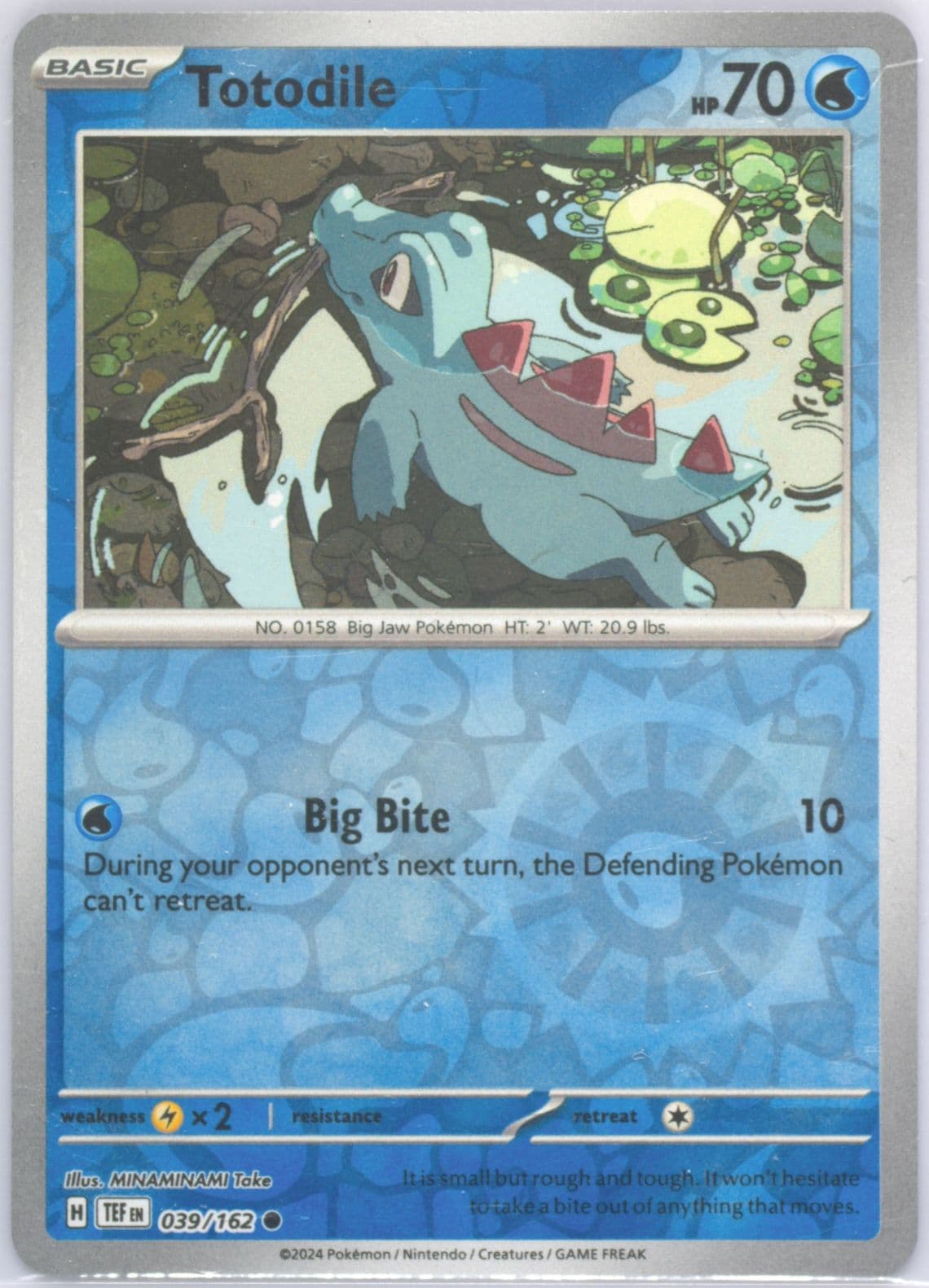 Totodile Reverse Holo (039) 2024 Pokemon Tef EN-Temporal Forces