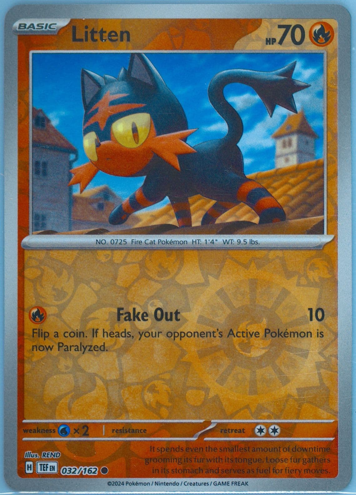 Litten Reverse Holo (032) 2024 Pokemon Tef EN-Temporal Forces