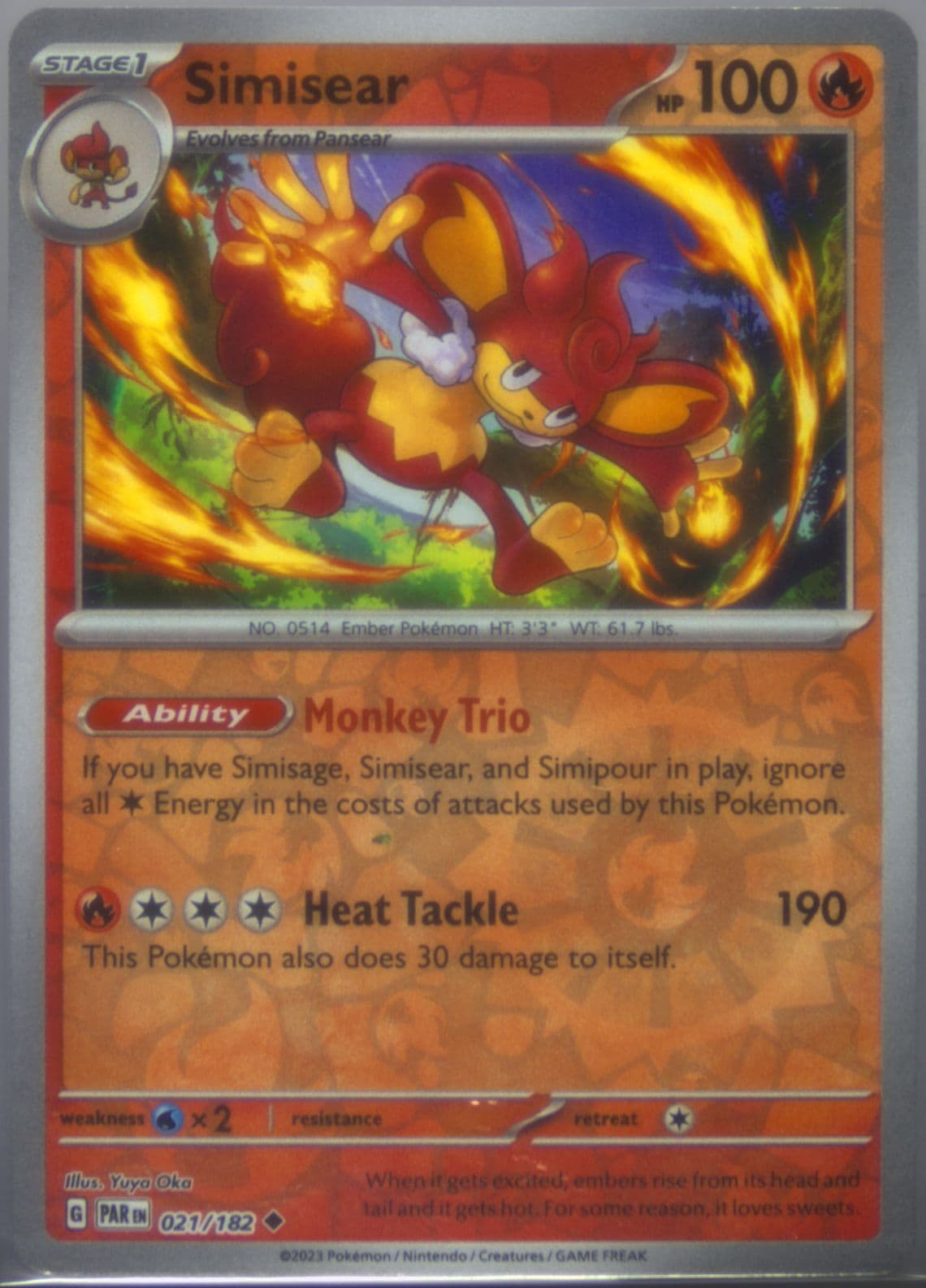 Simisear Reverse Holo (021) 2023 Pokemon Par EN-Paradox Rift