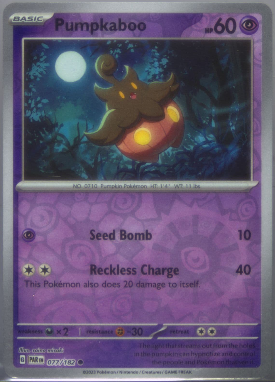 Pumpkaboo Reverse Holo (77) 2023 Pokemon Par EN-Paradox Rift