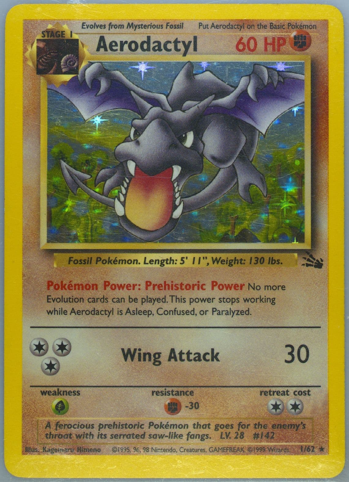 Aerodactyl-Holo Inverted Back (1) 1999 Pokemon Fossil