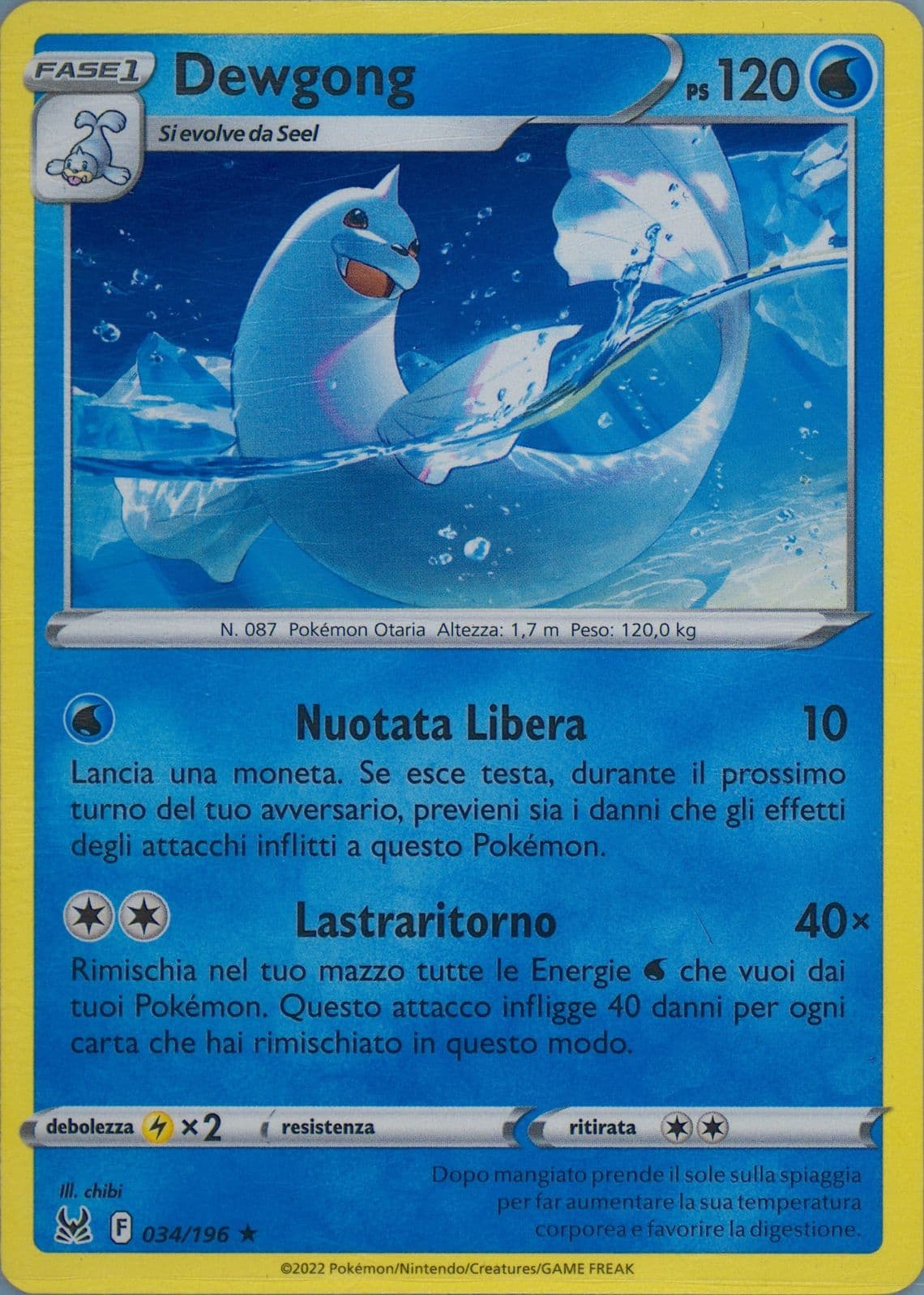 Dewgong Italian (034) 2022 Pokemon Sword & Shield Lost Origin