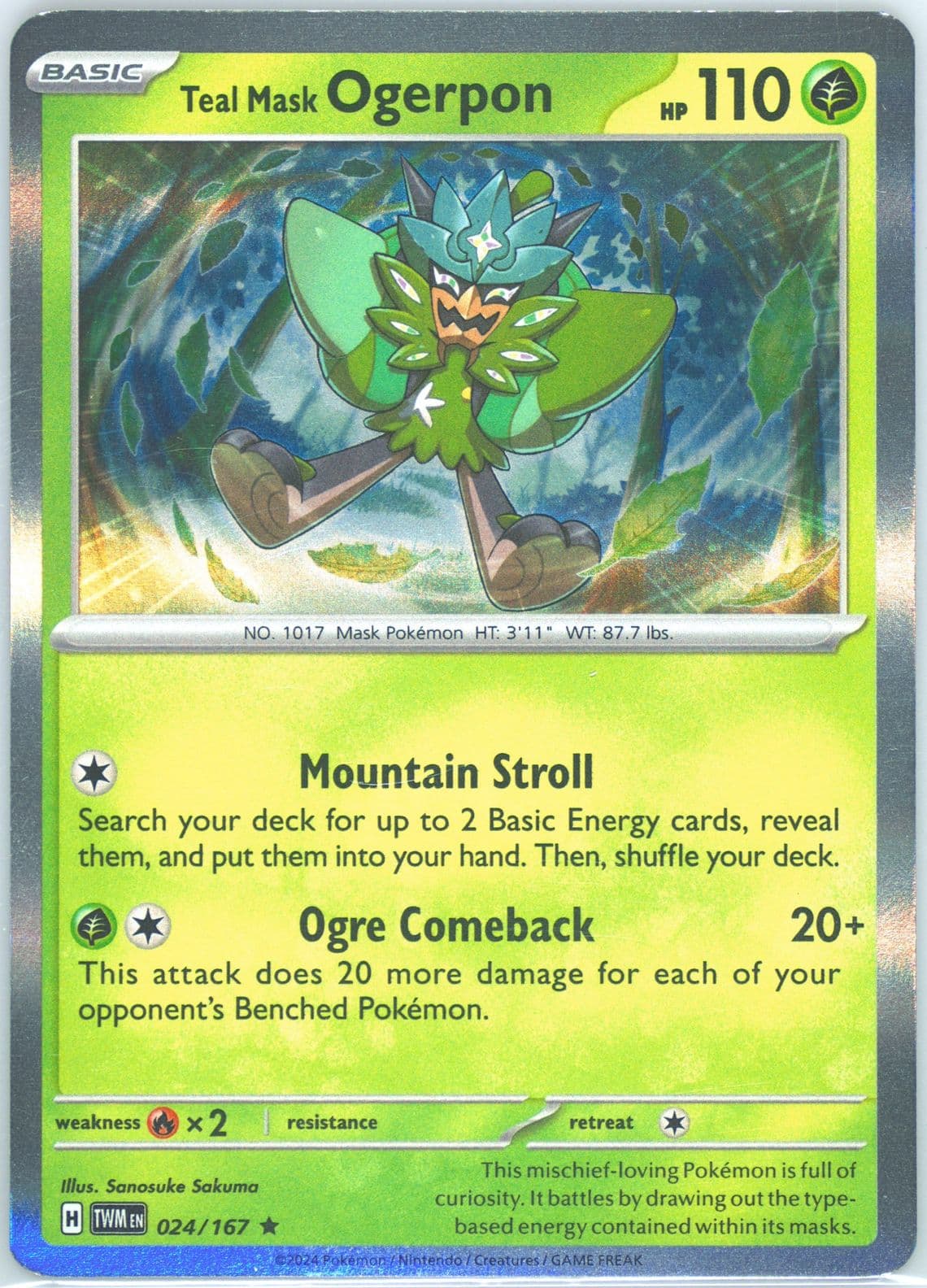 Teal Mask Ogerpon (024) 2024 Pokemon Twm EN-Twilight Masquerade