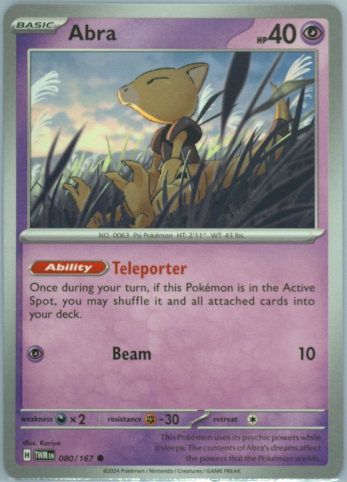 Abra (080) 2024 Pokemon Twm EN-Twilight Masquerade