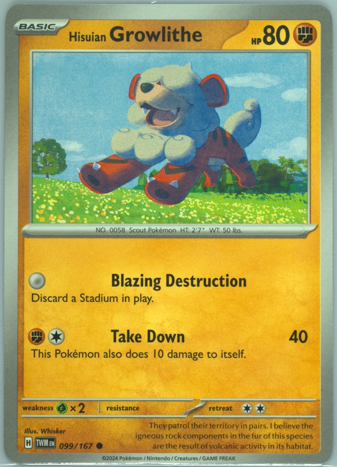 Hisuian Growlithe (099) 2024 Pokemon Twm EN-Twilight Masquerade