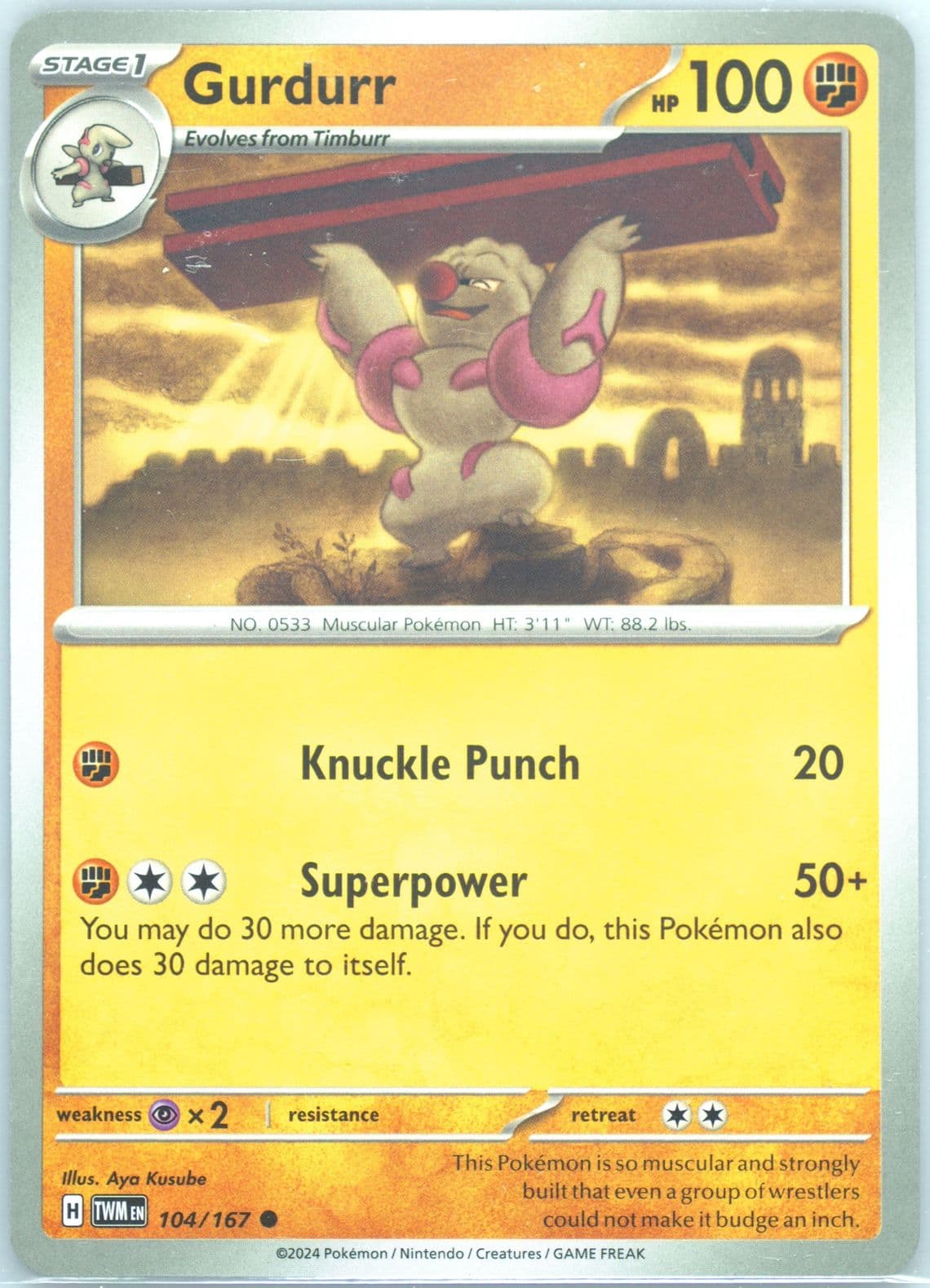 Gurdurr (104) 2024 Pokemon Twm EN-Twilight Masquerade