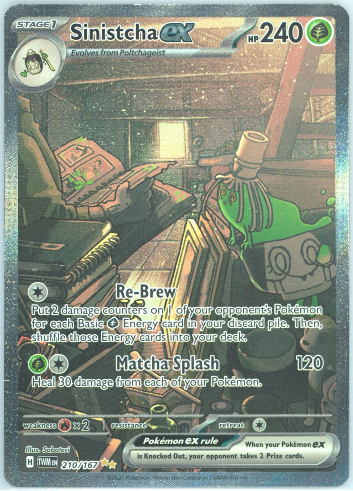 Sinistcha EX Special Illustration Rare (210) 2024 Pokemon Twm EN-Twilight Masquerade