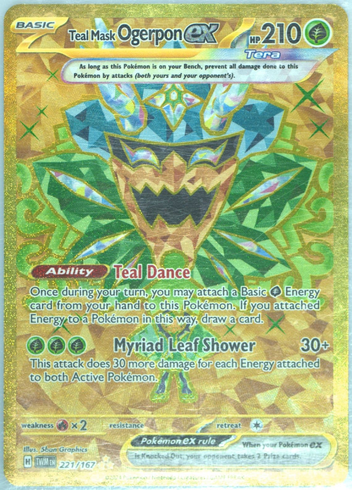 Teal Mask Ogerpon EX Hyper Rare (221) 2024 Pokemon Twm EN-Twilight Masquerade