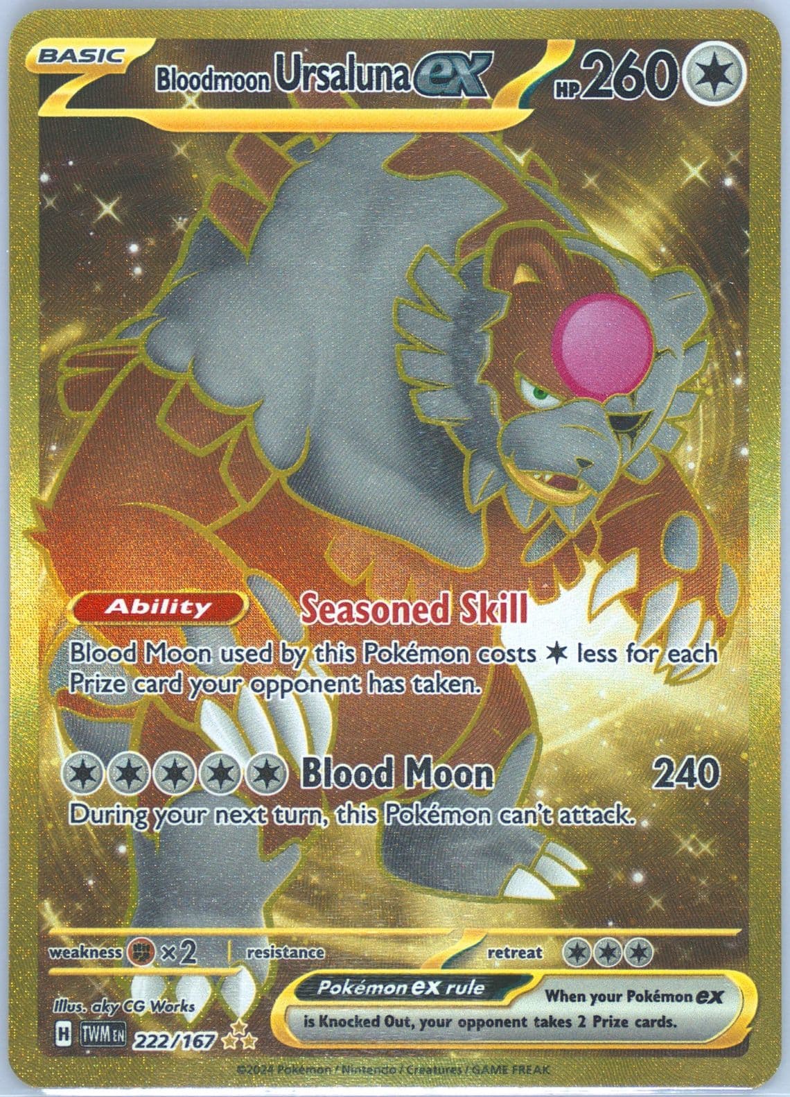 Bloodmoon Ursaluna EX Hyper Rare (222) 2024 Pokemon Twm EN-Twilight Masquerade