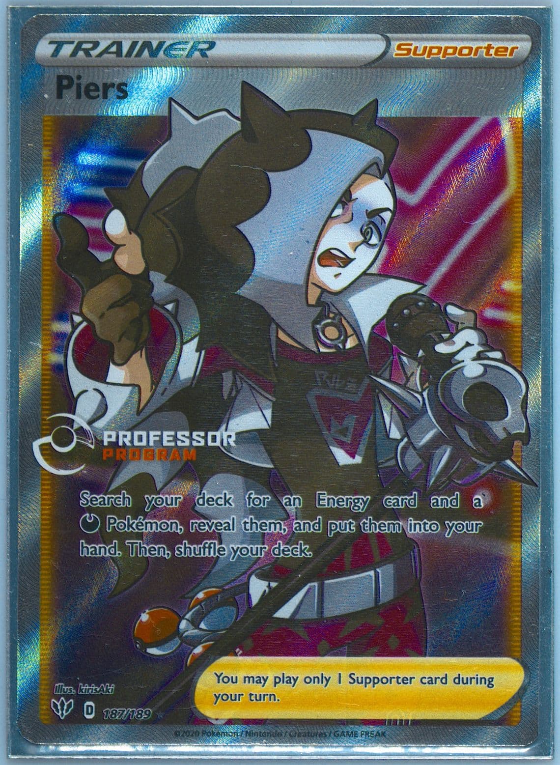 Full Art/Piers 2021 Professor Program Award (187) 2020 Pokemon Sword & Shield Darkness Ablaze