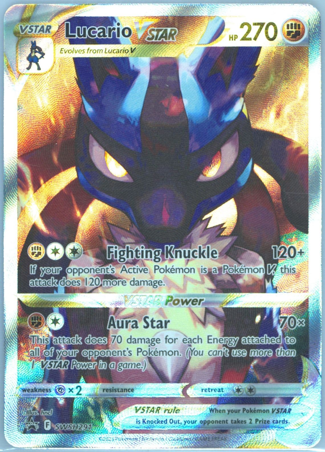Full Art/Lucario V-Astro Crown Zenith Elite Trainer Box-Portuguese (291) 2023 Pokemon Swsh Black Star Promo