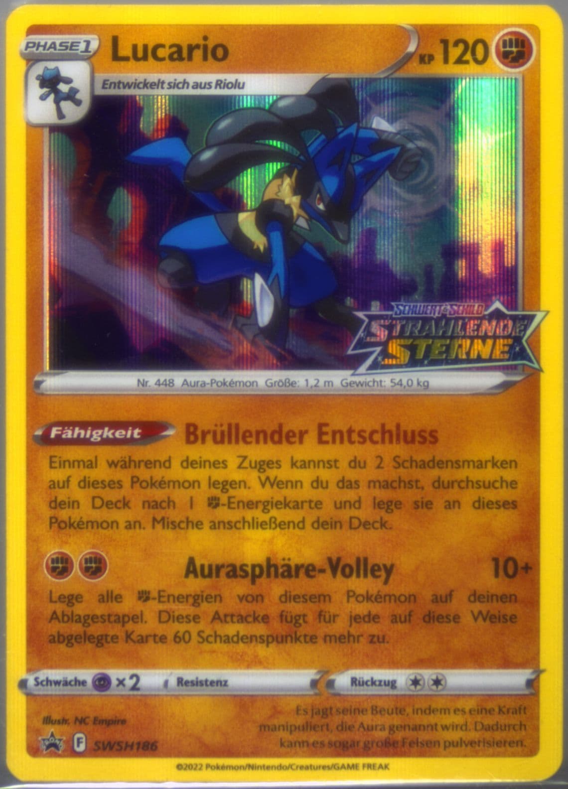 Lucario-Holo Prerelease-German (186) 2022 Pokemon Swsh Black Star Promo
