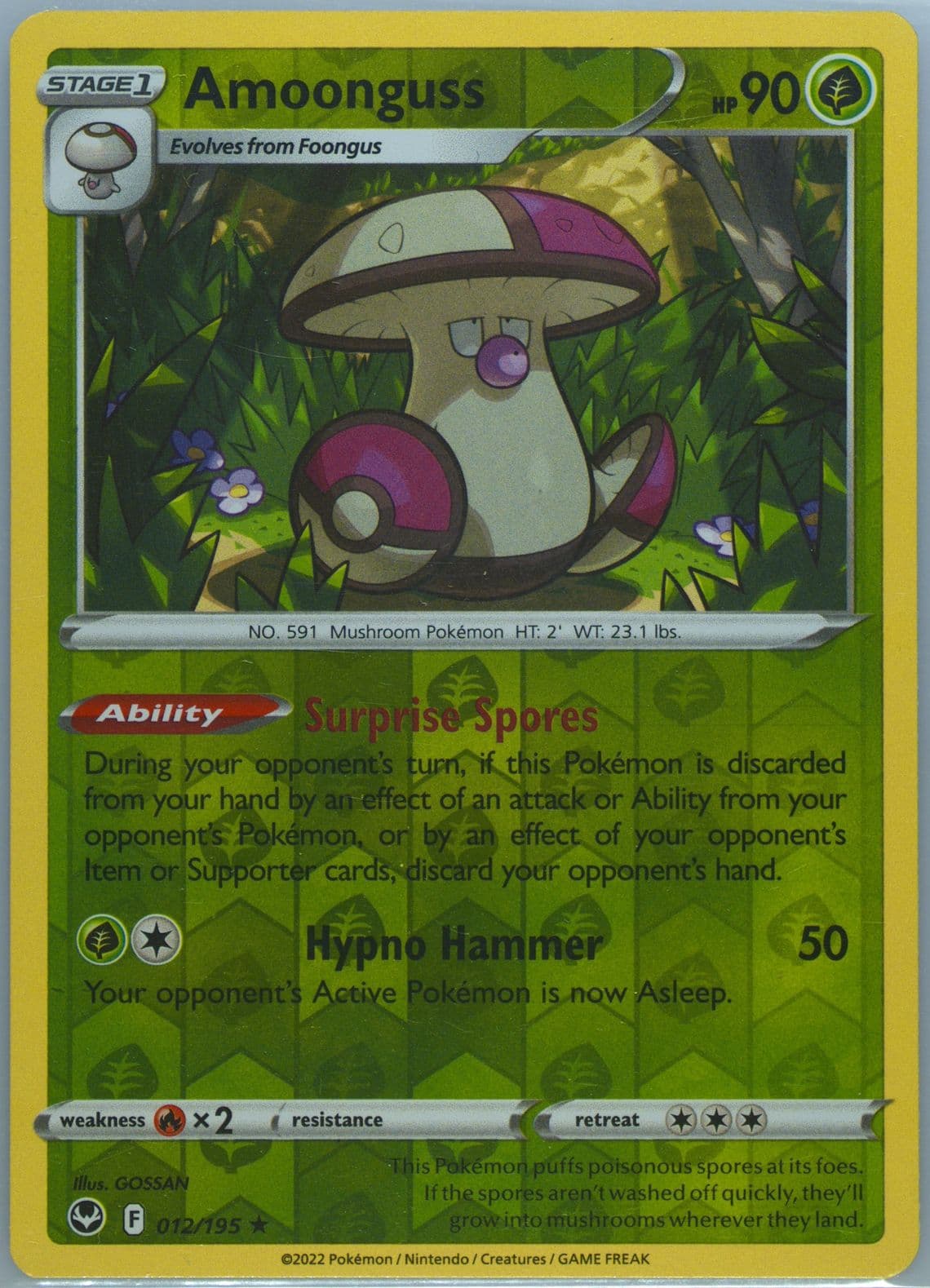 Amoonguss-Reverse Foil (012) 2022 Pokemon Sword & Shield Silver Tempest