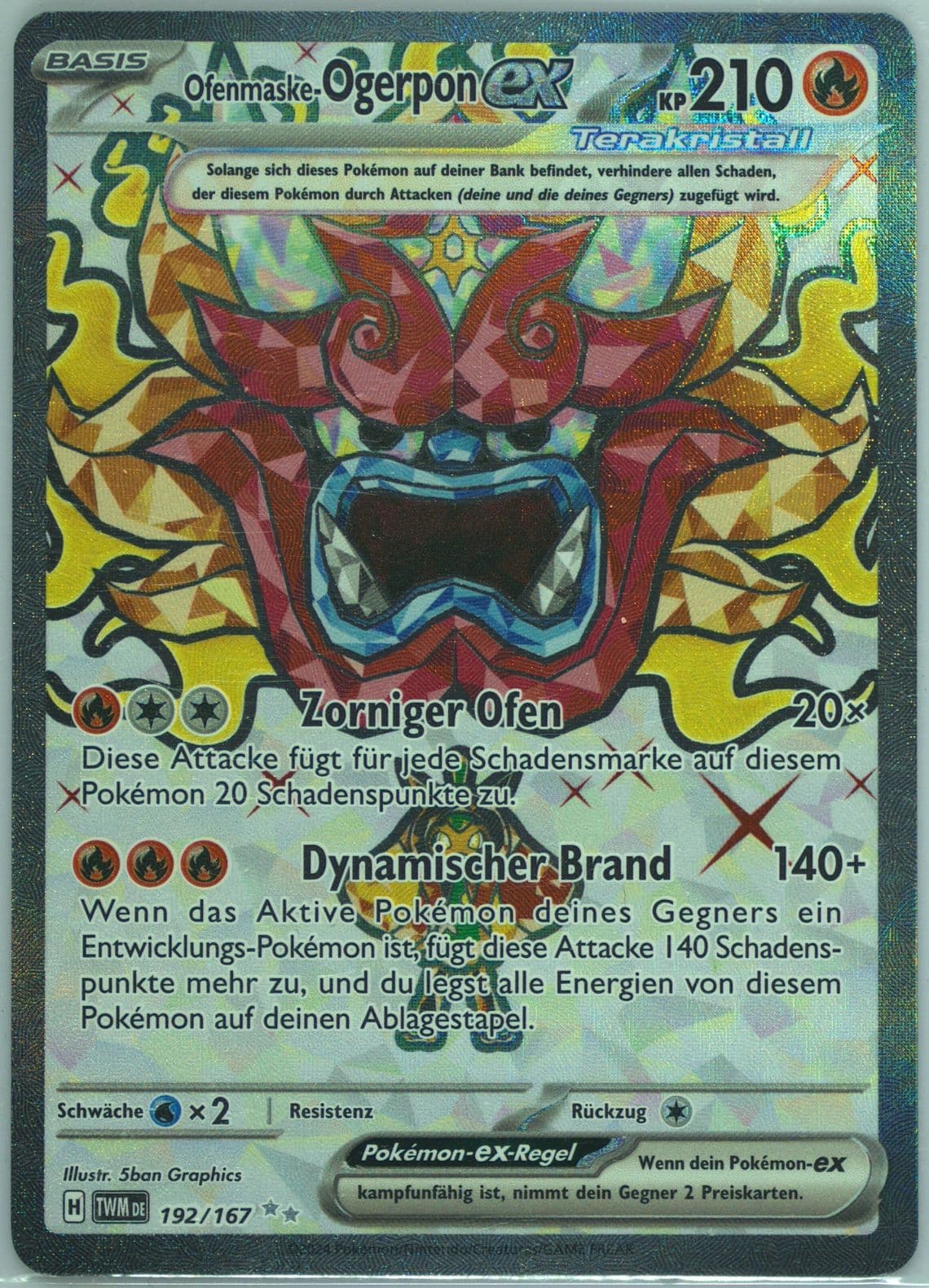 Hearthflame Mask Ogerpon EX Ultra Rare (192) 2024 Pokemon German Twm de-Twilight Masquerade